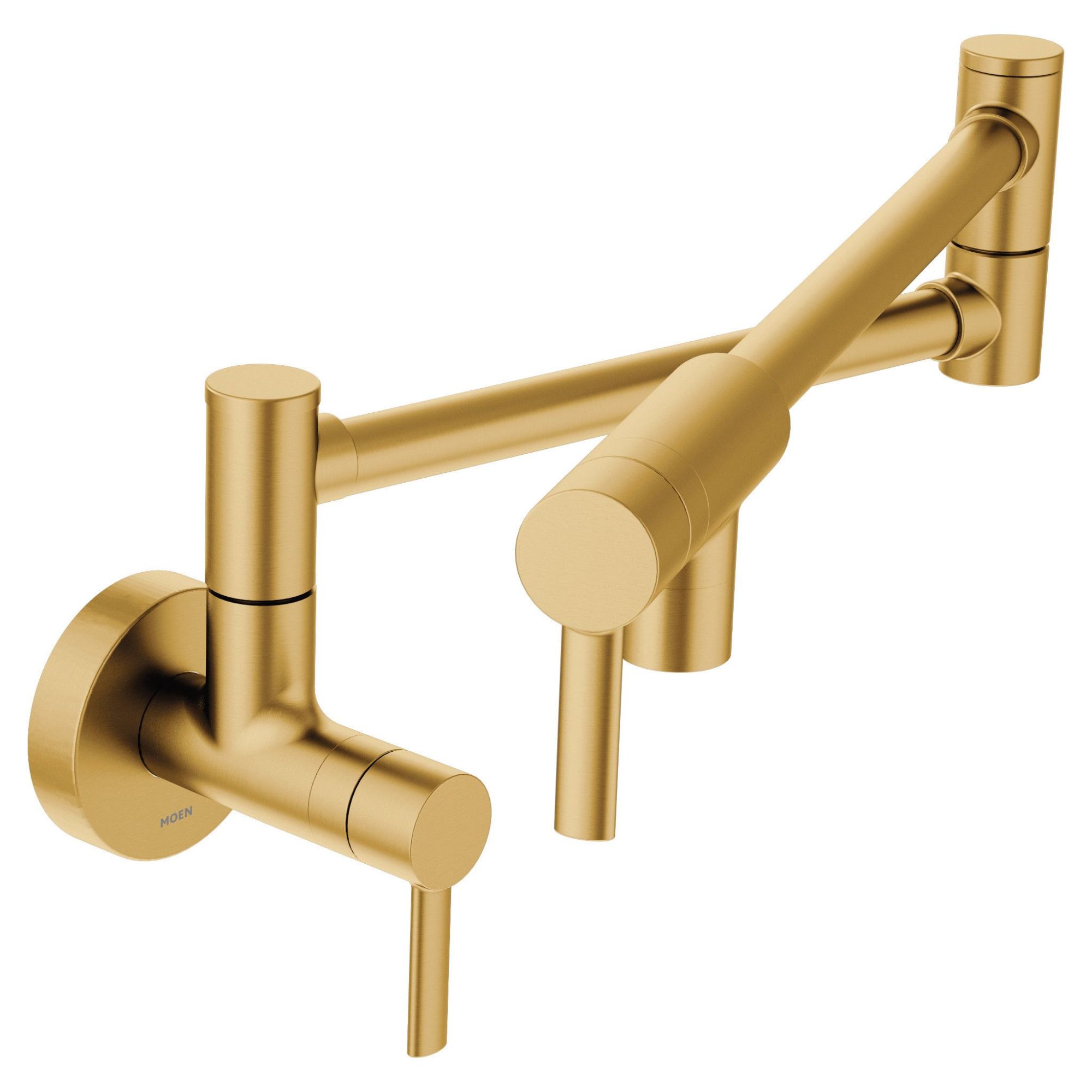 Moen Modern Brushed Gold Double Handle Wall-mount Pot Filler Kitchen Faucet