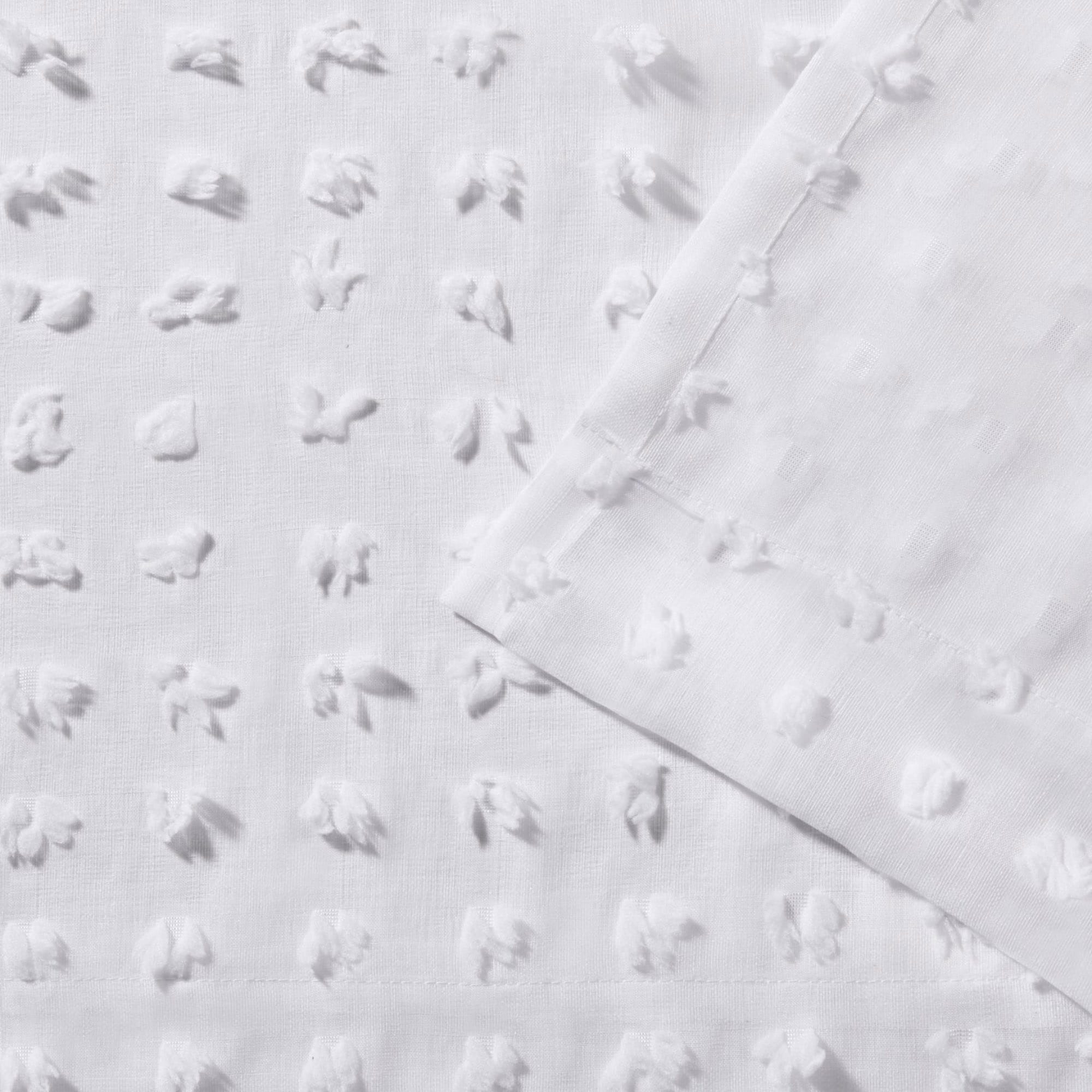White Sheer Linen-Like Rod Pocket Window Curtain Panels