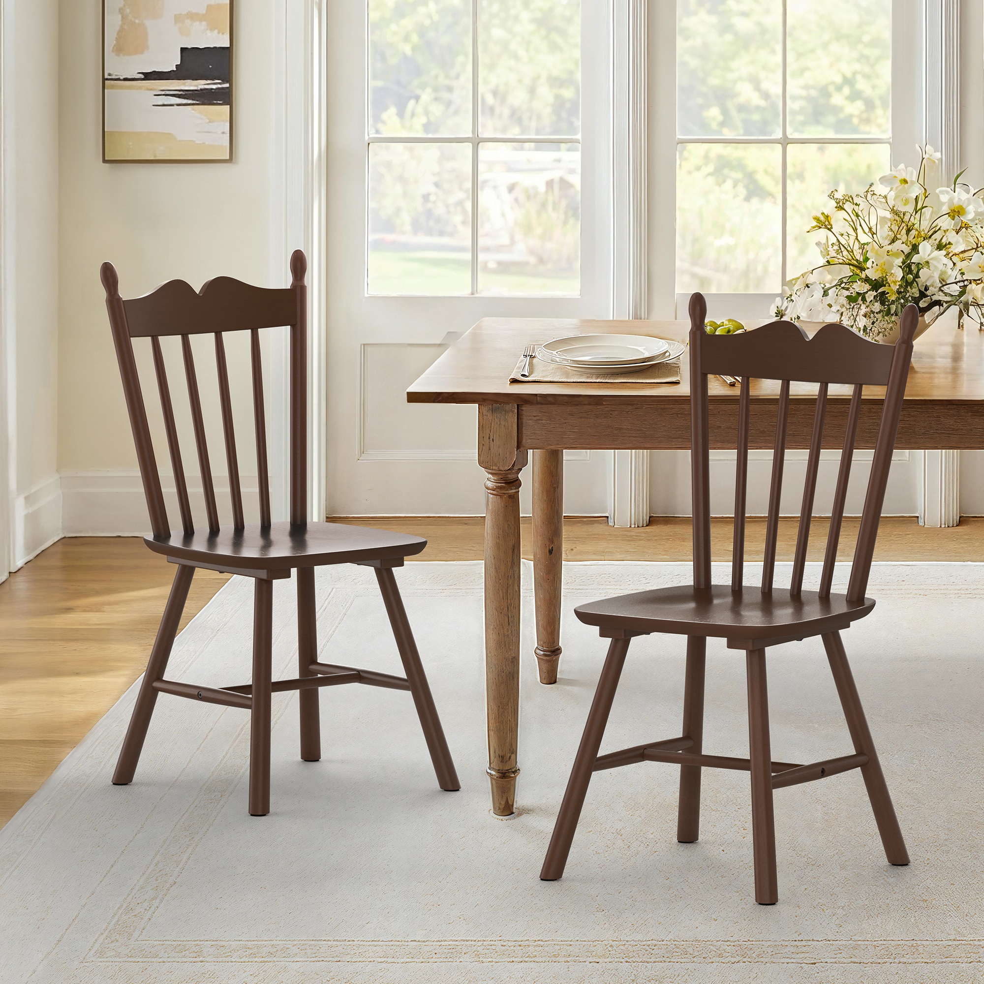 Yurevna - Set of 2 Windsor Dining Chair Country Dining side chair ( Wood Frame )