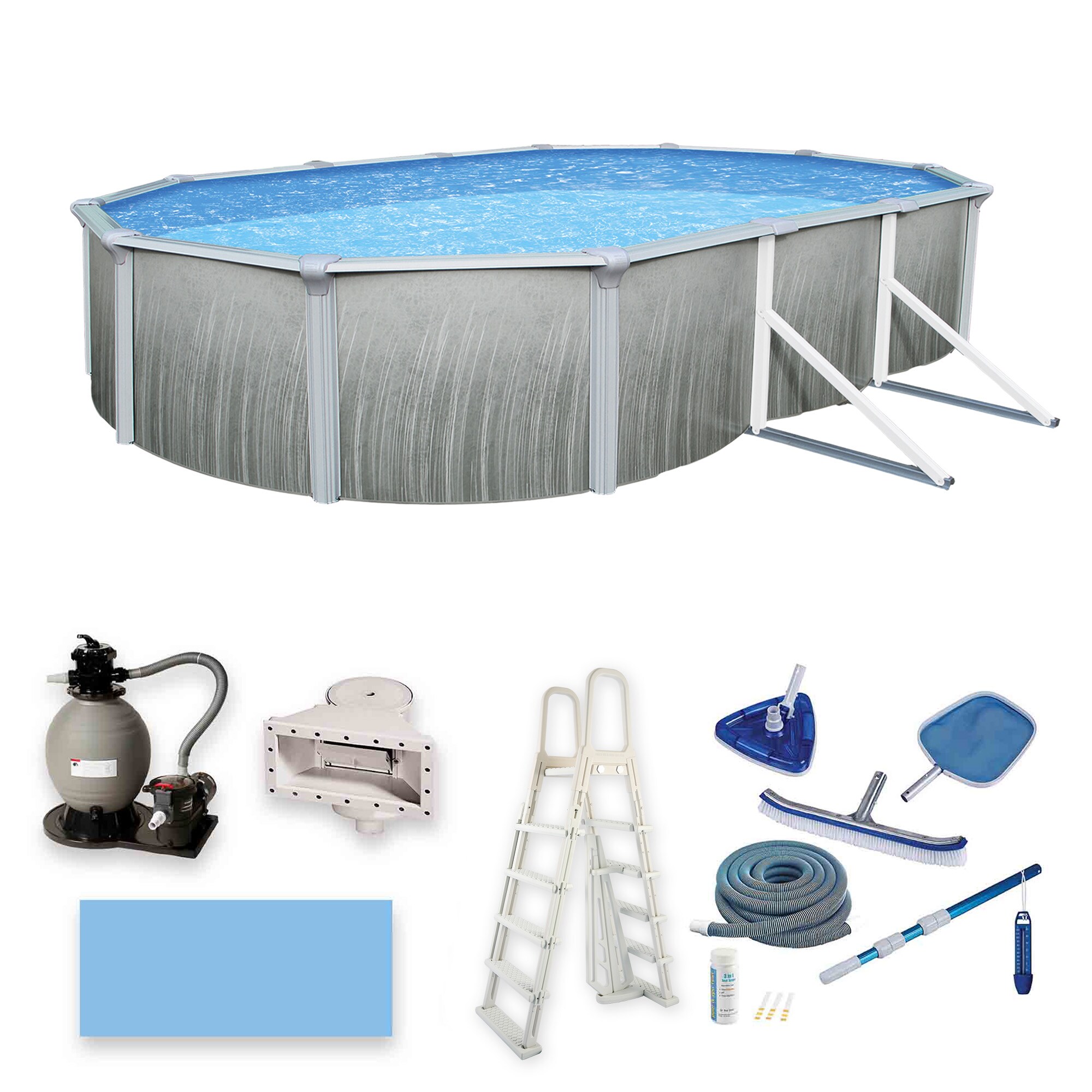 Blue Wave NB3123 Martinique 52-in Steel wall panels Above-G Pool with Filter Pump with Ladder