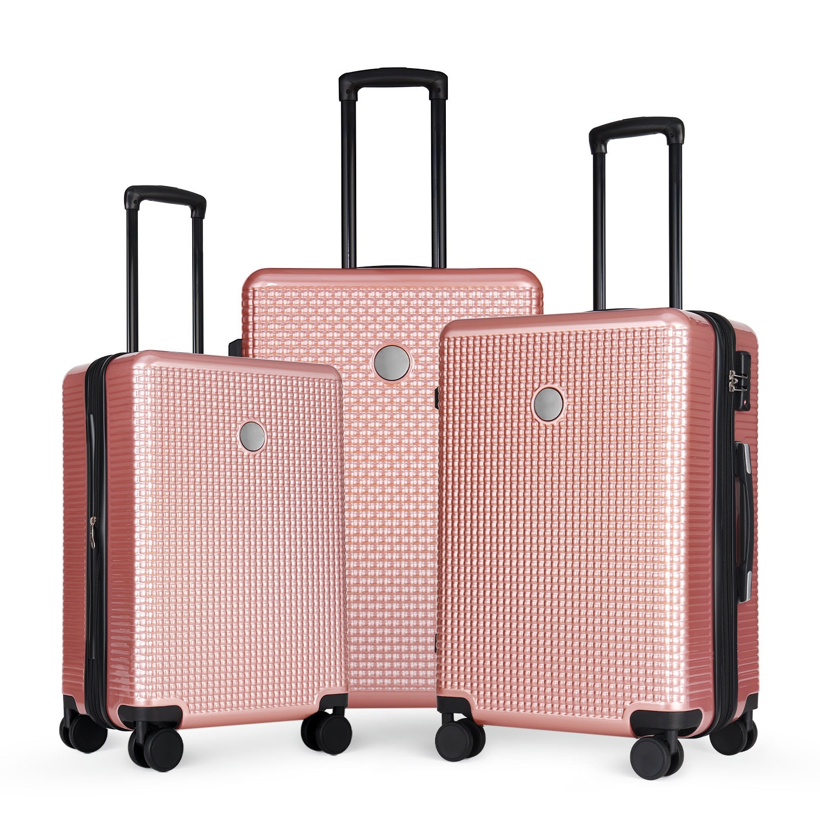 Flynama L-325704AAH 19.9'' x 12'' x 29.9'' Rose Gold Plastic Hardshell Suitcase set