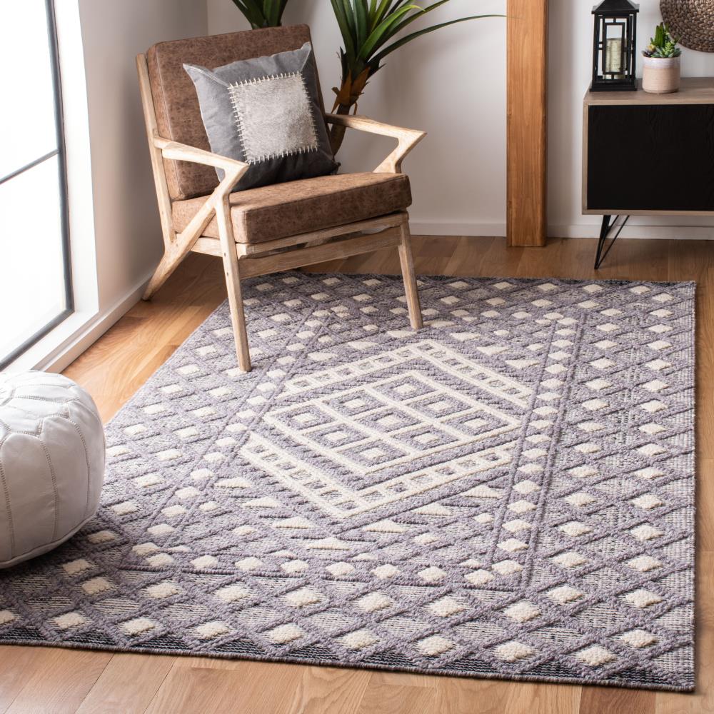 Safavieh Natura Cream and Purple Hand-Tufted 6' x 9' Wool Rug