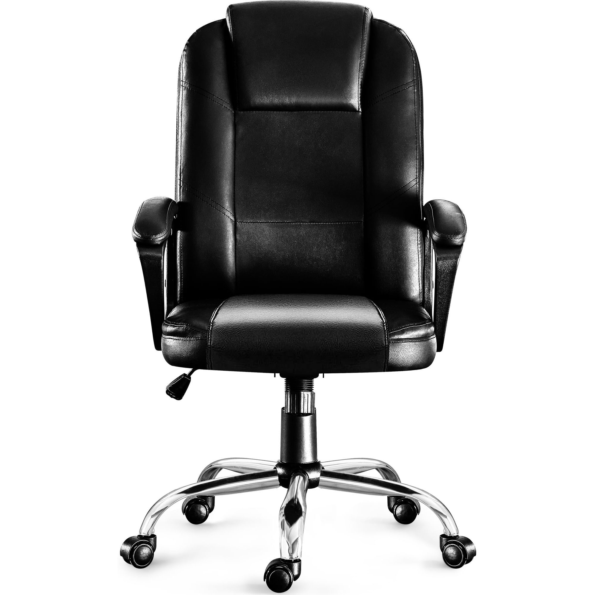 Sumyeg WF-HW66185BL-LA Modern Medium Back Executive Office Chair Black Contemporary Ergonomic Adjustable Height Swivel Polyurethane Executive Chair