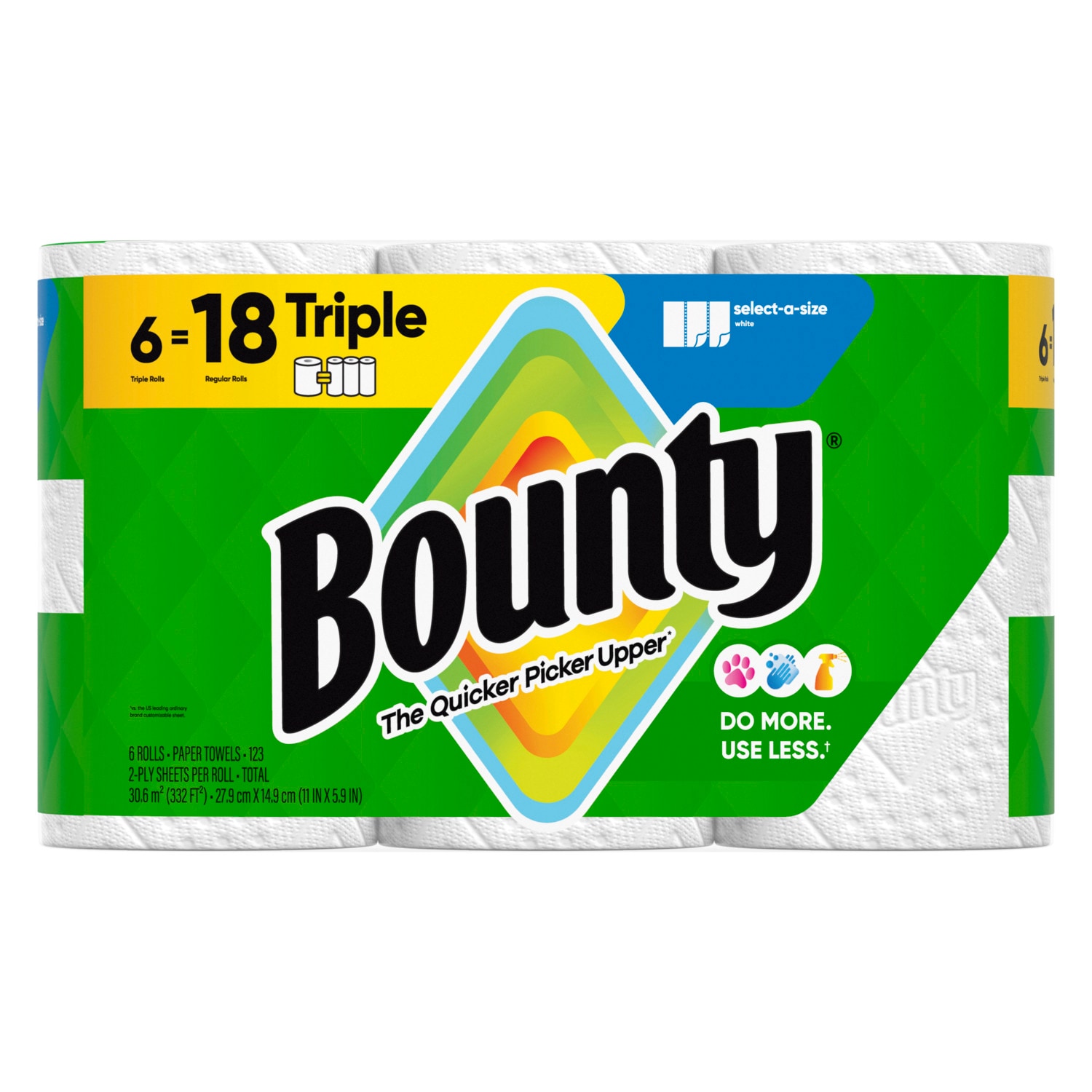 Bounty 3700067001 Triples Select-a-Size 6 -Count Paper Towels