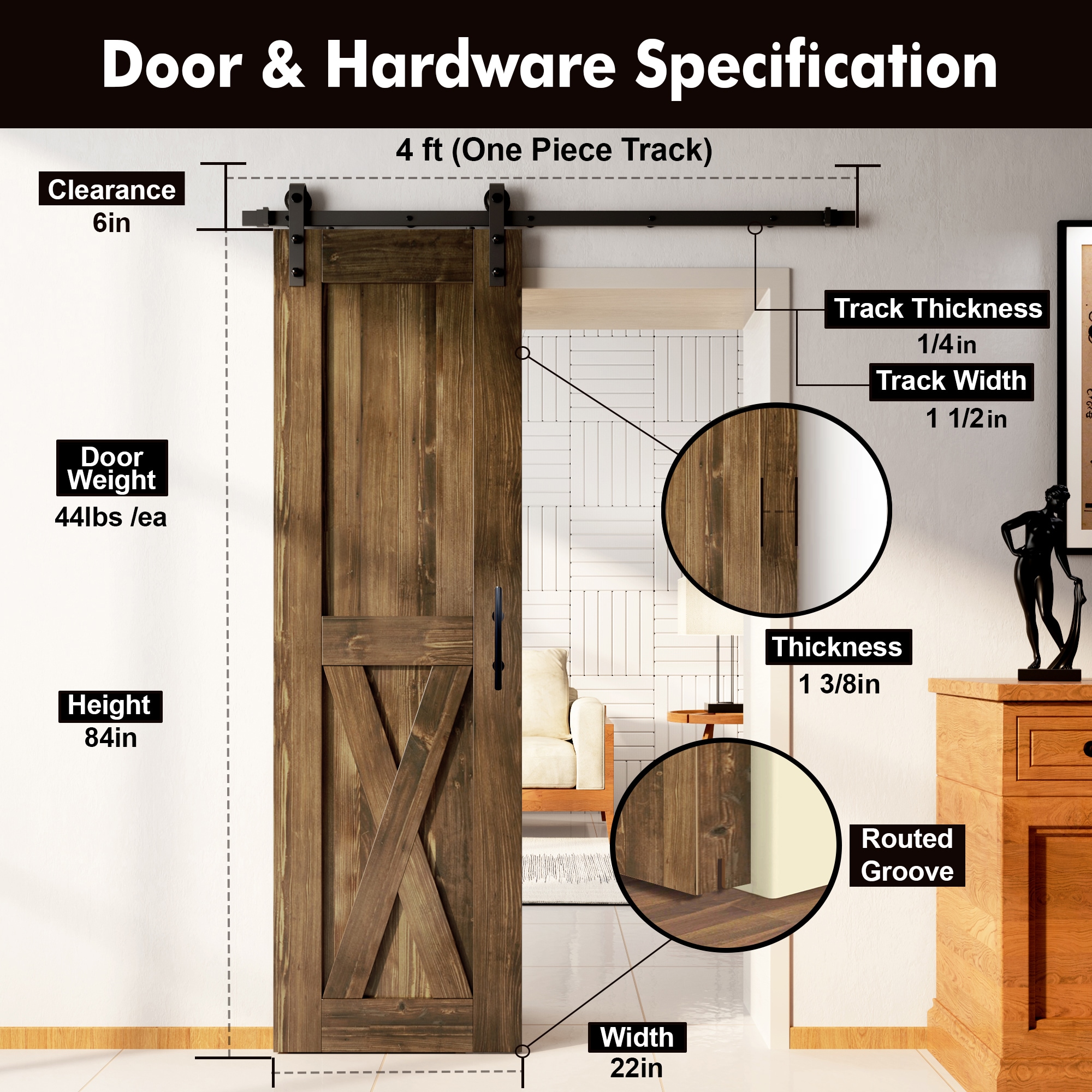 HOMACER YT1TGH048C-2284-X-WA Barn-Doors - View #7