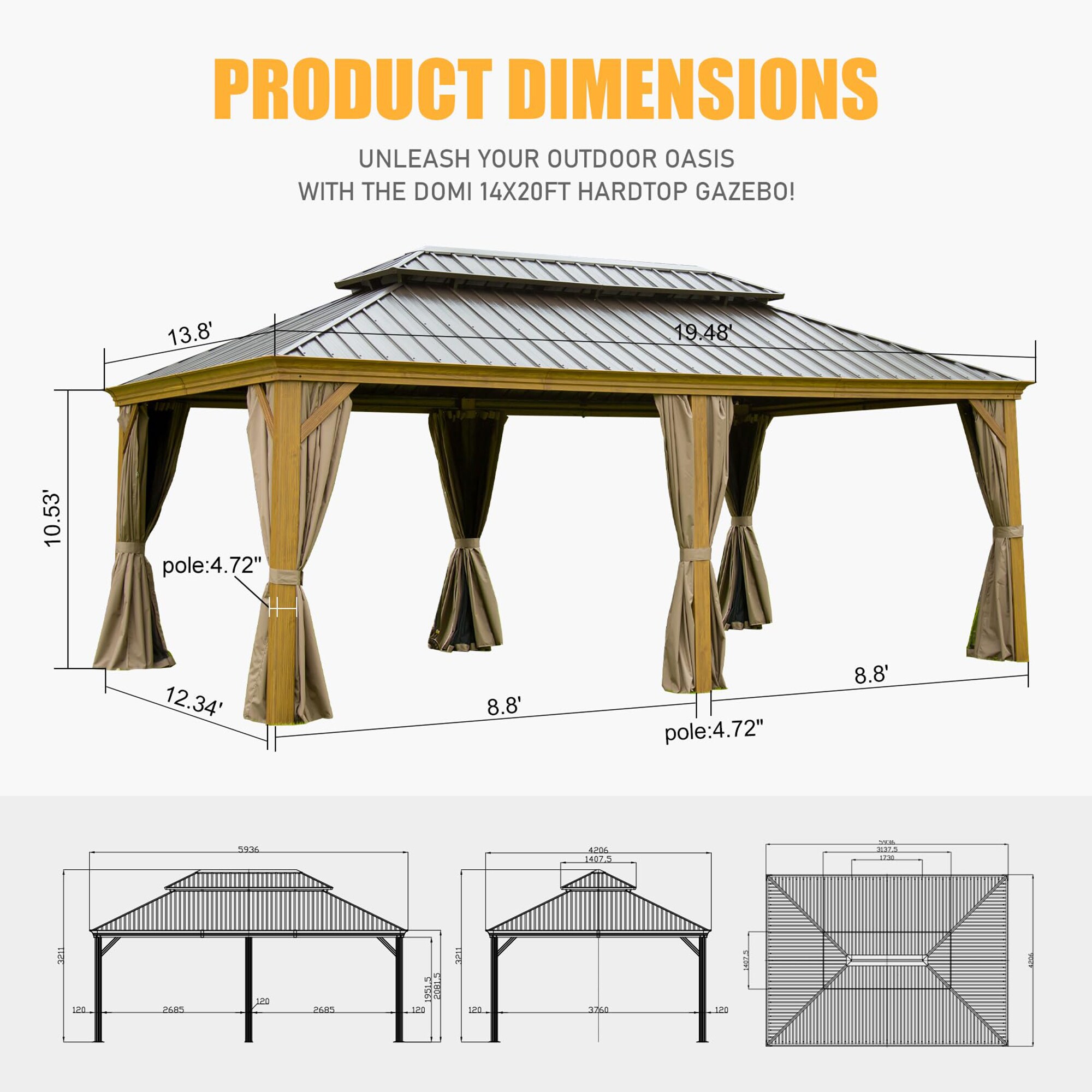 Clihome CL-CPL-00099 Wood-Resin-Gazebos - View #4