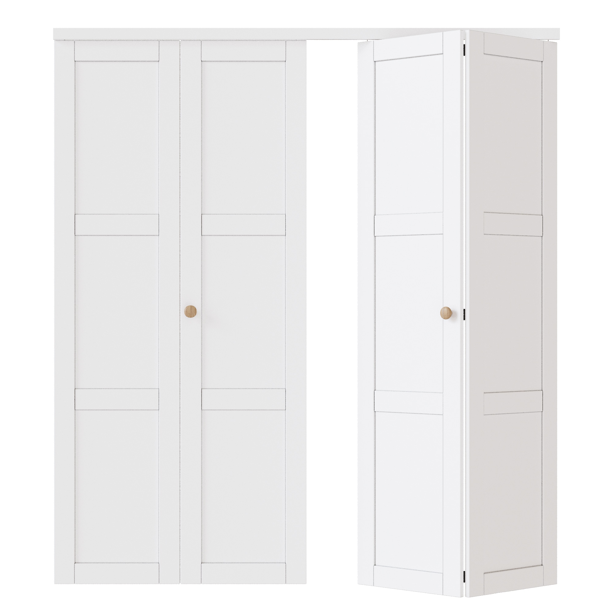 JUJUBON IN-BIWT-BF-XB-3L-72R Closet Door 72-in x 80-in White 3-panel square Smooth Solid core Prefinished MDF Closet Bifold Door ( Hardware Included )