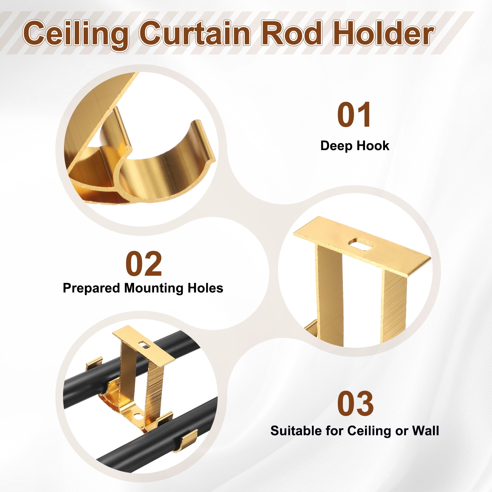 Unique Bargains S25093002UX0407 Curtain-Brackets - View #3
