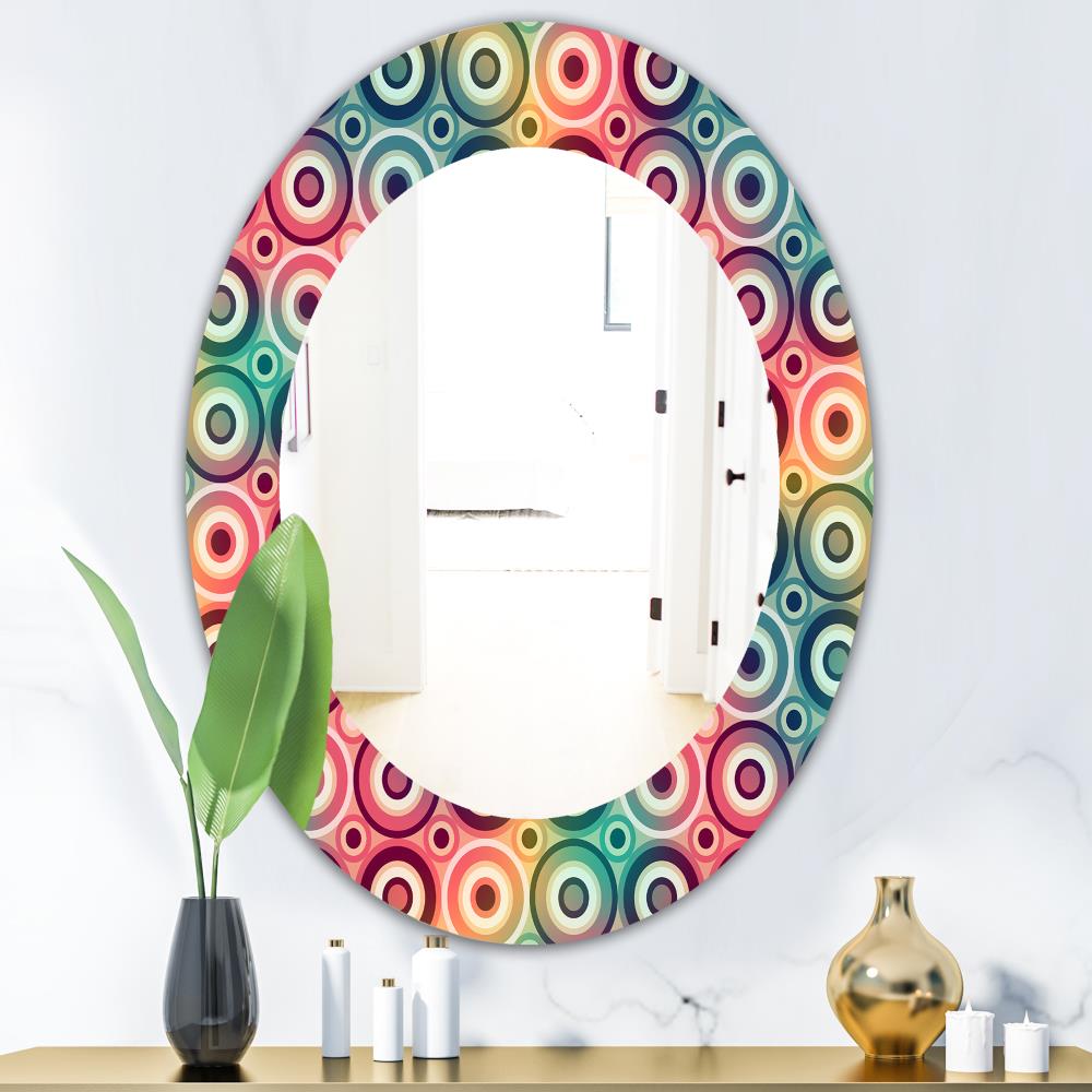 Designart Designart Mirrors 31.5-in L x 31.5-in W Oval Yellow and Gold ...