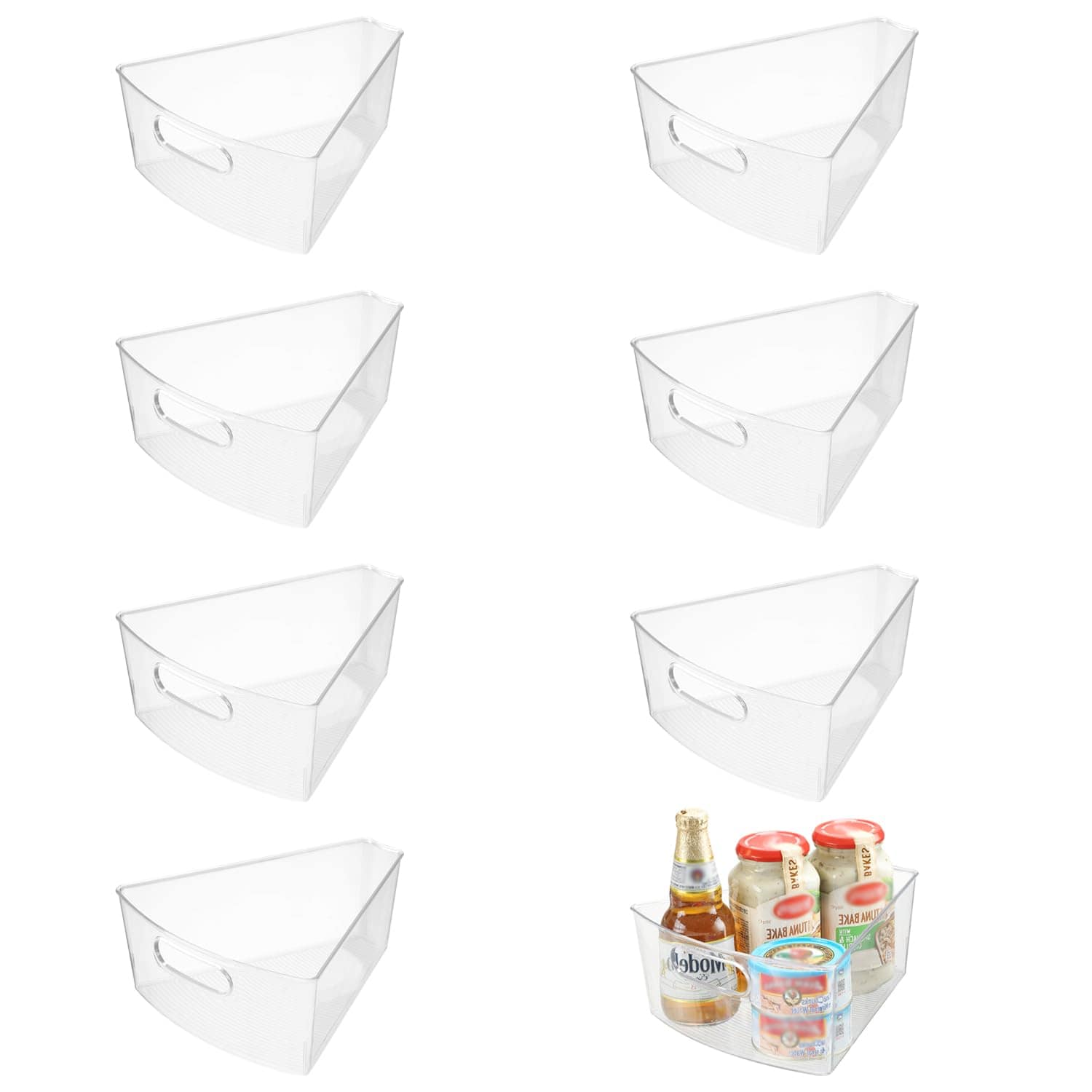 UUDULY  Lazy Susan Organizer Bins Set for 26 to 27 Inch Diameter Corner Cabinets Clear Durable Plastic Kitchen Storage Bins with Handles and Non