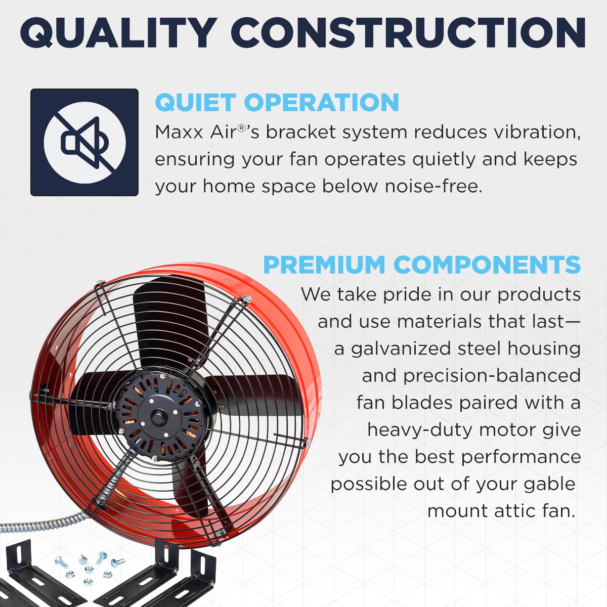 Red and Black Galvanized Steel Roof Mount Attic Fan