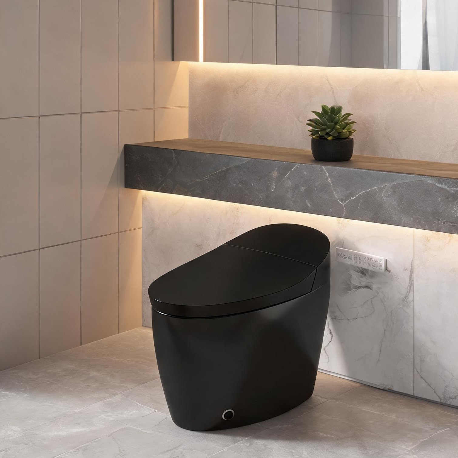 chillscreamni - Modern Matte Black Porcelain Smart Toilet with Bidet Heated Seat for Bathroom