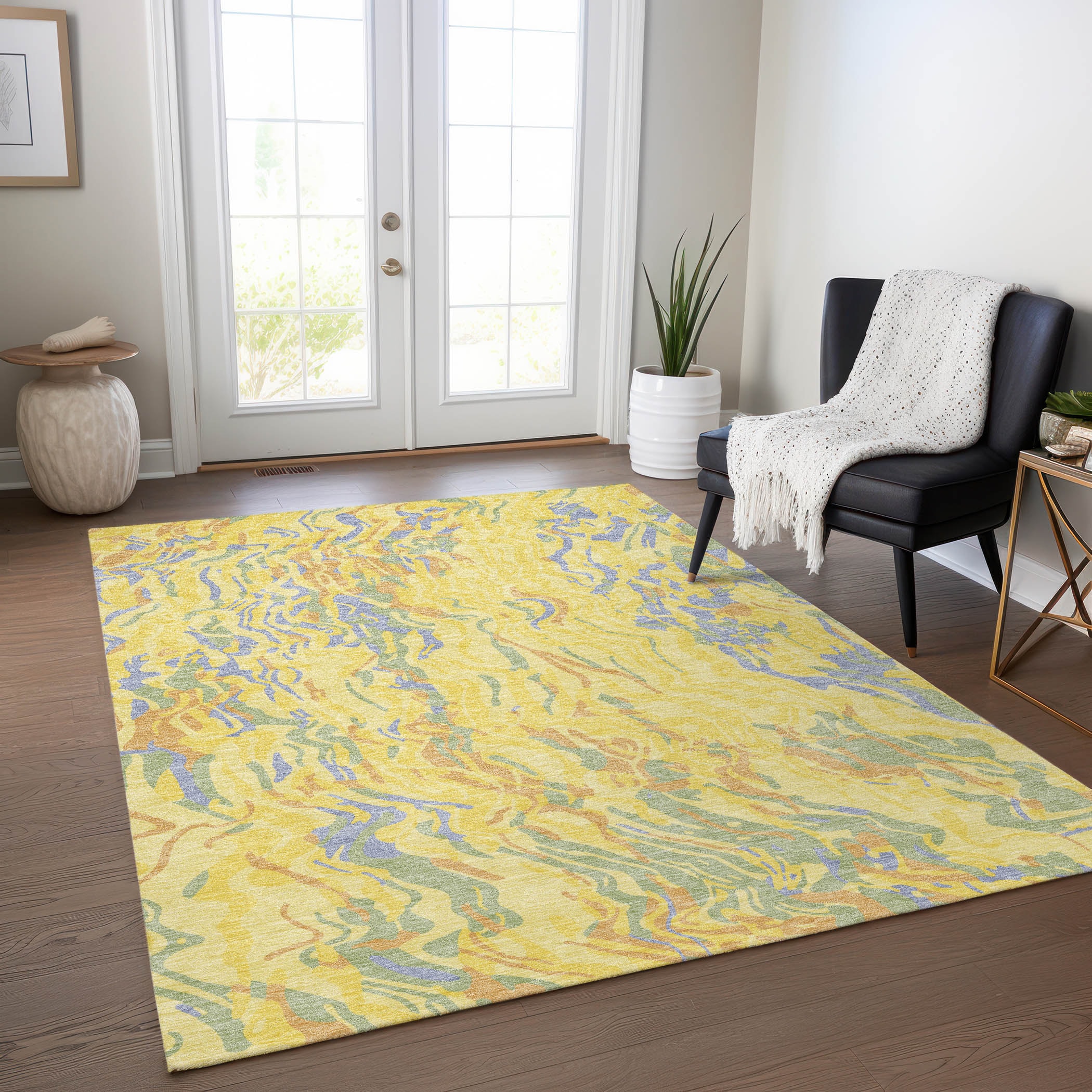 Addison Rugs ACN1038YE30X46 Chantille ACN1038YE 2 x 3 (ft) Polyester Yellow Rectangular Indoor/Outdoor Geometric Machine washable Area rug