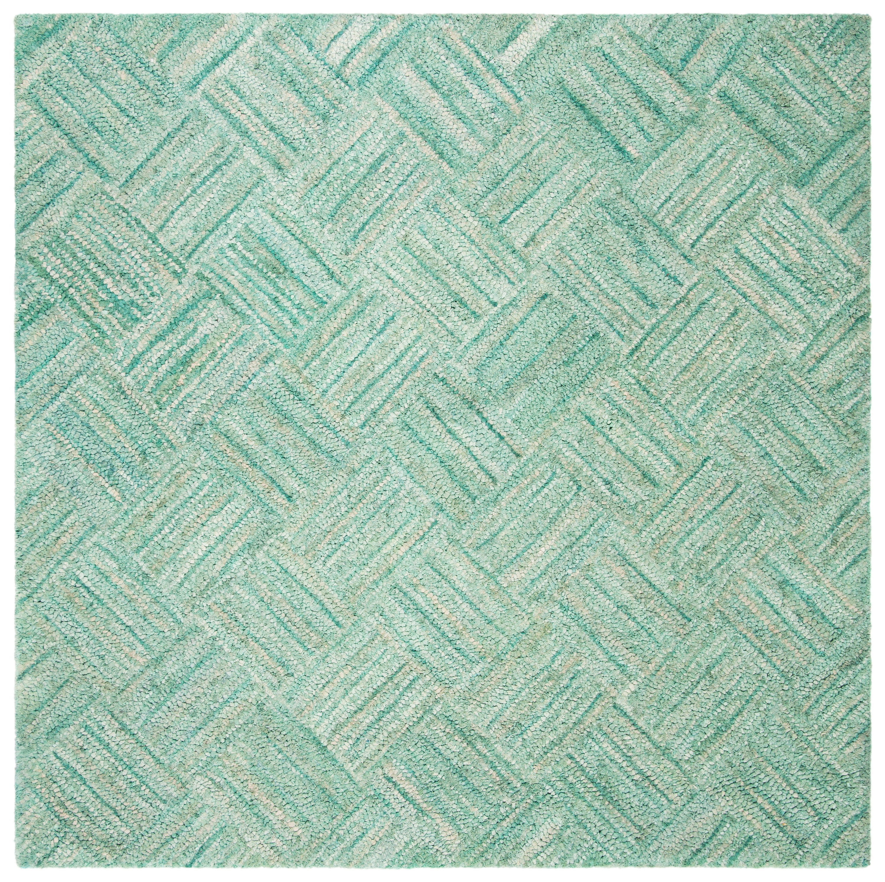 Nantucket Green and Multicolor Hand-Tufted Cotton Square Area Rug