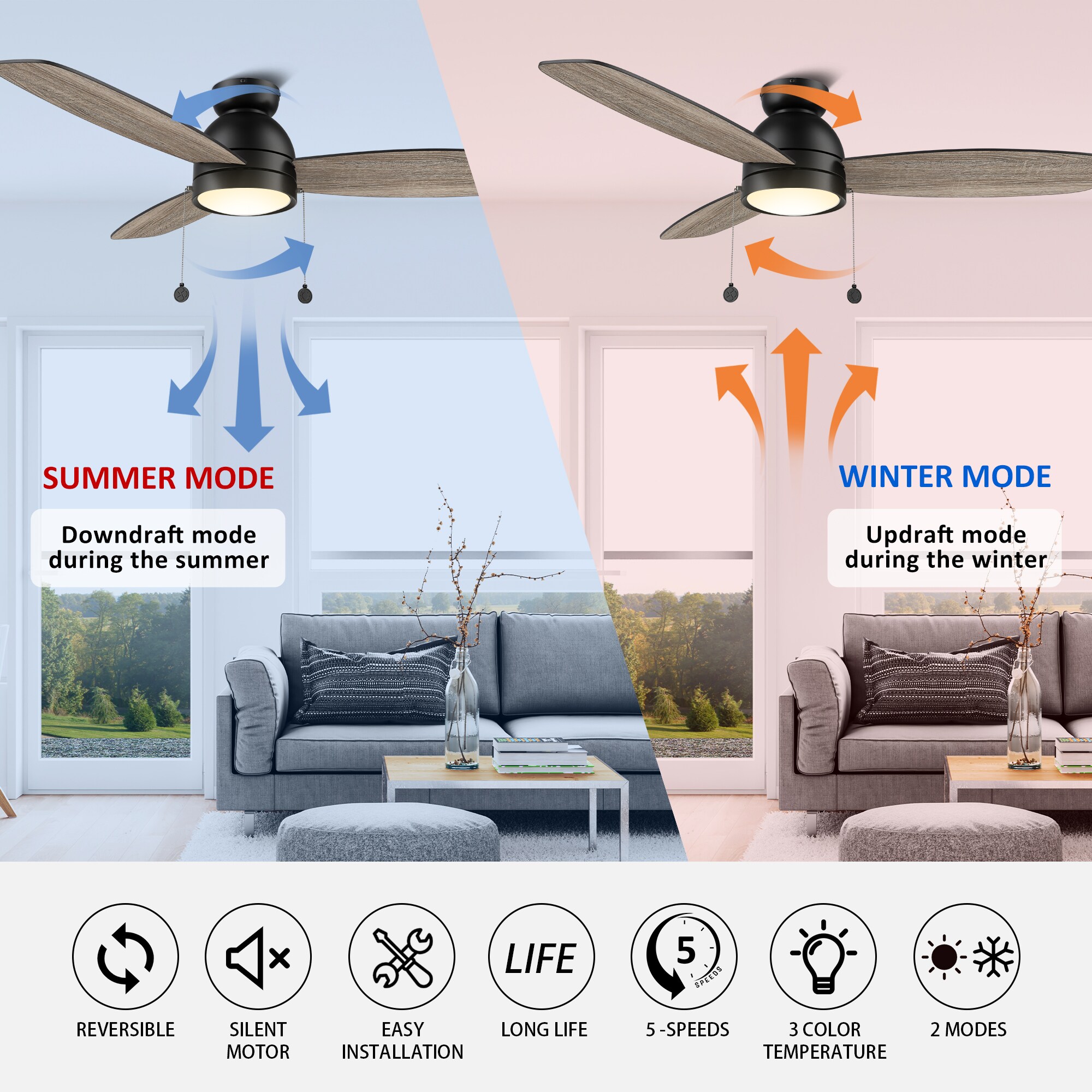 CARRO USA LCFP523Q5-L11-BO-FM Ceiling-Fans - View #3
