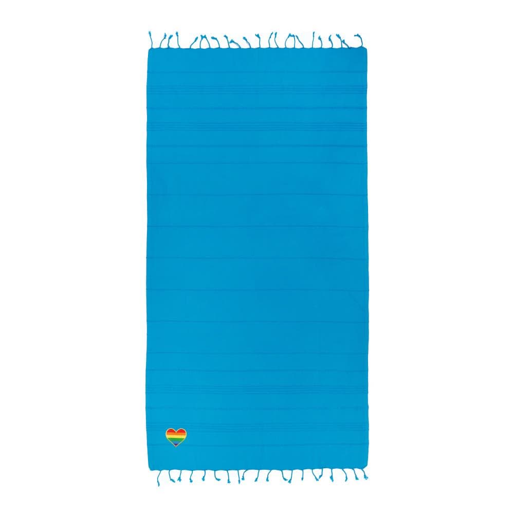 Linum Home Textiles SMR45-HRT Turquoise Turkish Cotton Quick Dry Beach Towel (Summer Fun- Rainbow Heart)