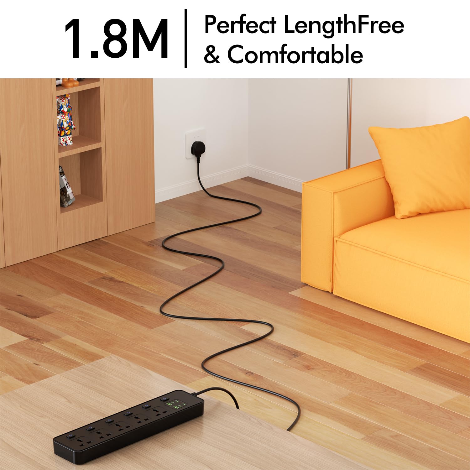 Oyezvary Universal Power Strip with USB Ports Individual Switch 6 ft ...