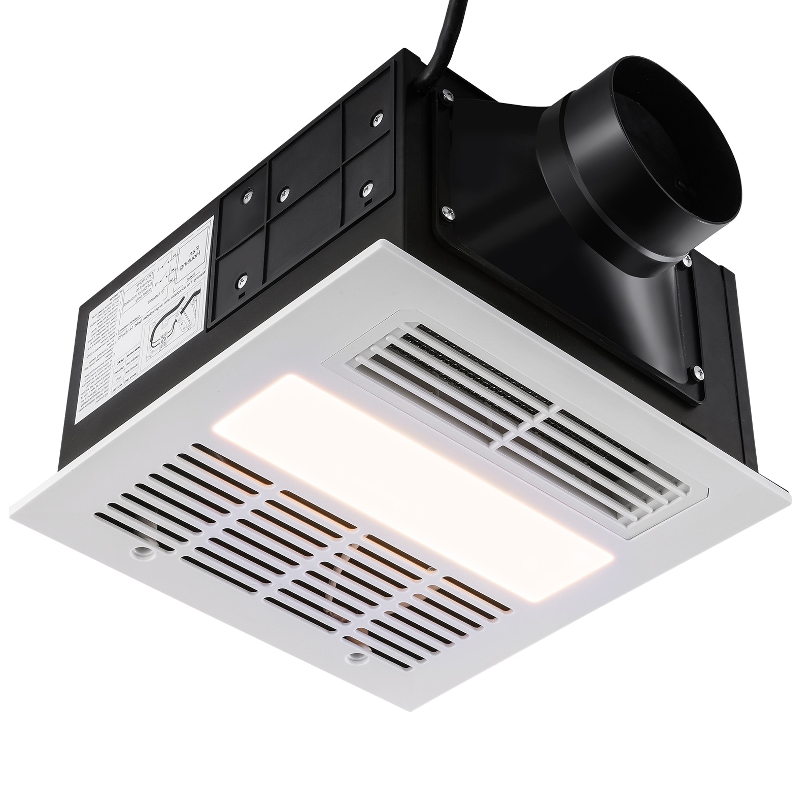 Mecale 1500W Bathroom Exhaust Fan with Heater and LED Light 110 CFM 1.5 Sones Ceiling Mount White