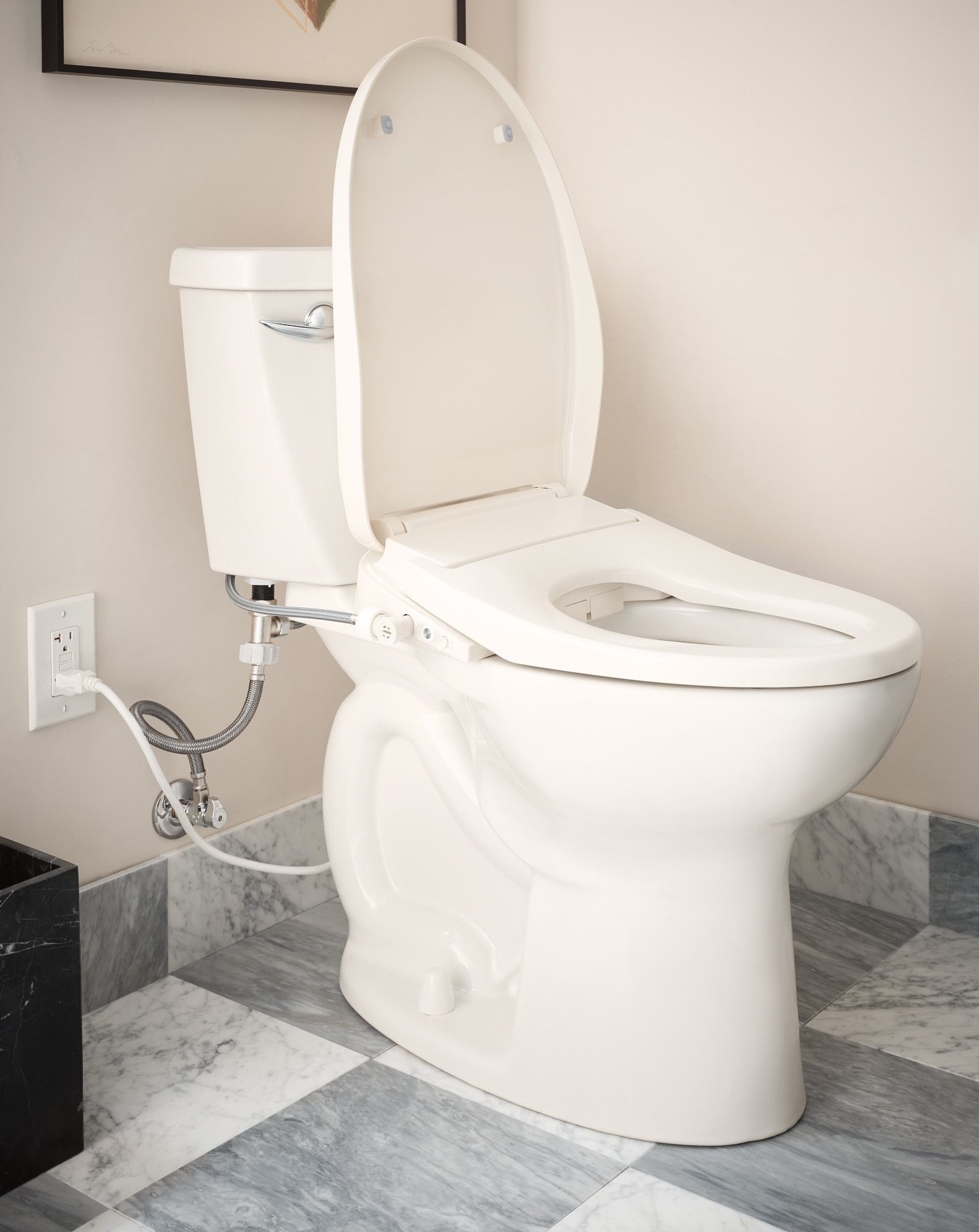 Biscuit Elongated Heated Electronic Bidet Seat with Remote
