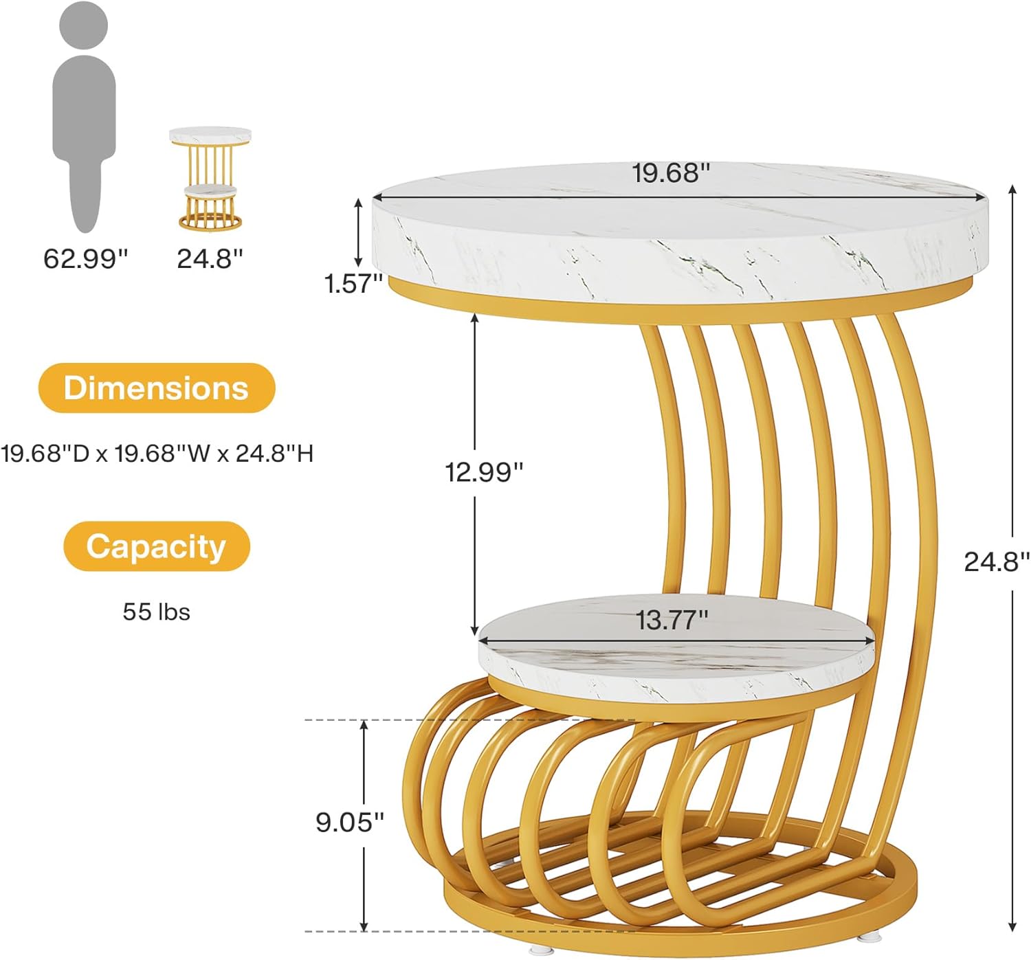 Tribesigns LWFD-NY097 End-Tables - View #5