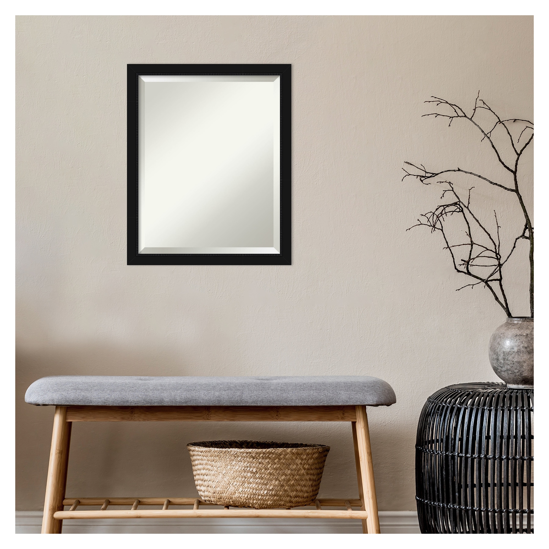 Avon Black Satin Framed Rectangular Wall Mirror 18 x 22