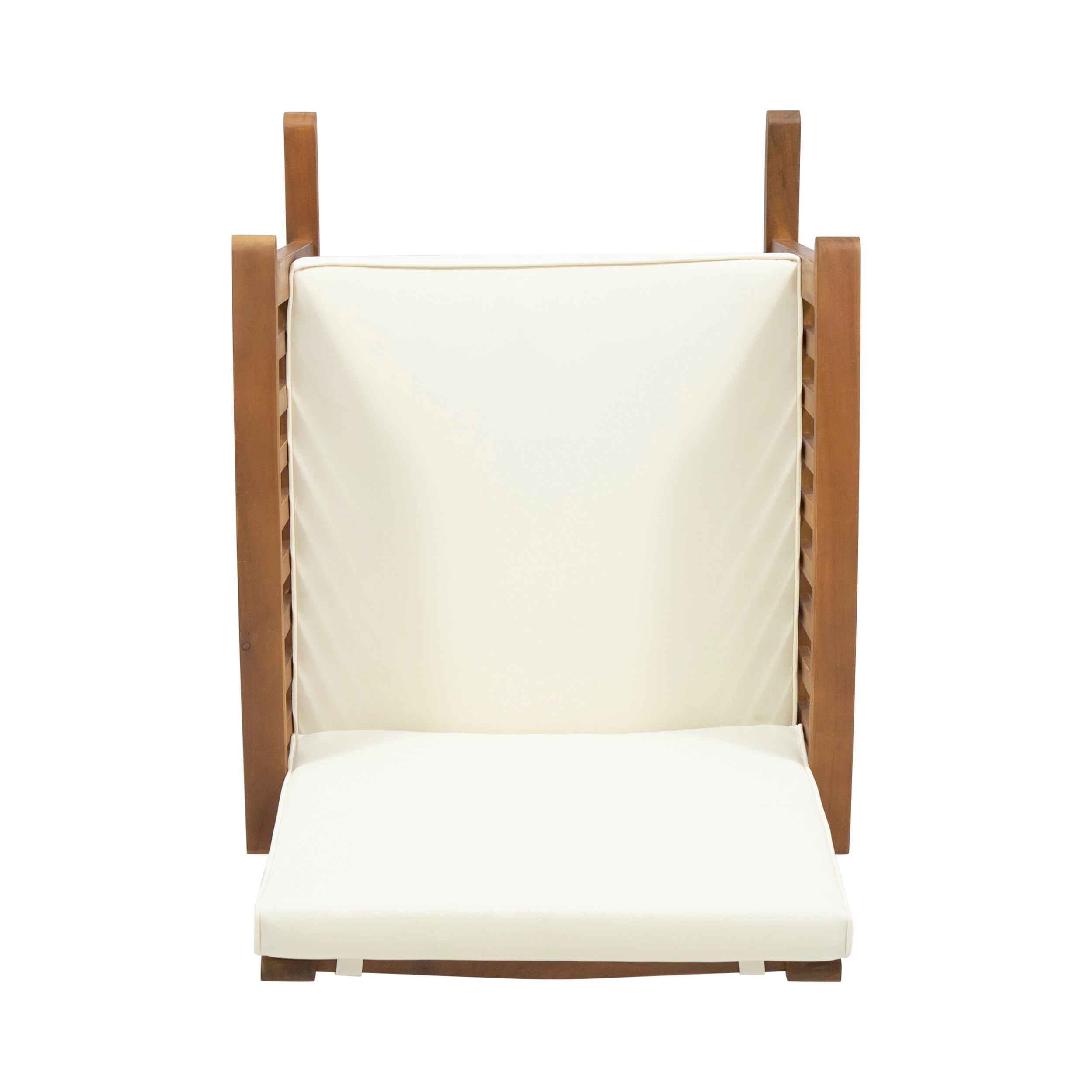Casa Brown Acacia Wood Rocking Chair with Beige Cushions