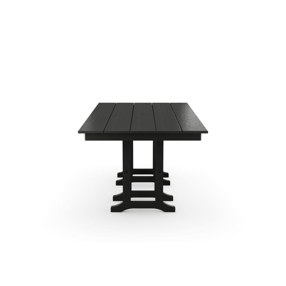 Black 74" Outdoor Farmhouse Dining Table with Plank Top