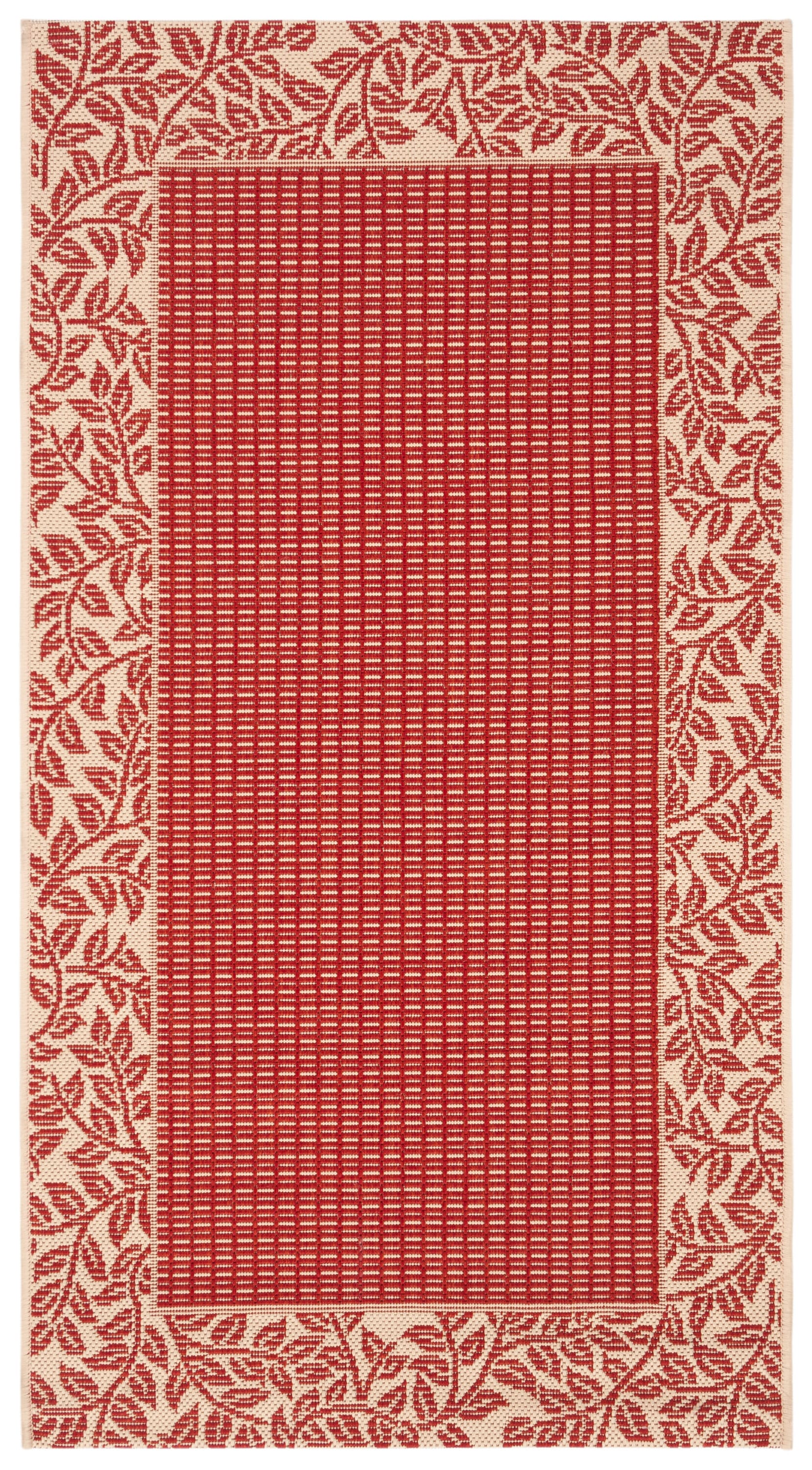 Safavieh CY0727-3707-3 Courtyard Checks 3 x 5 (ft) Loomed Polypropylene Red/Natural Rectangular Indoor/Outdoor Border Coastal Throw rug