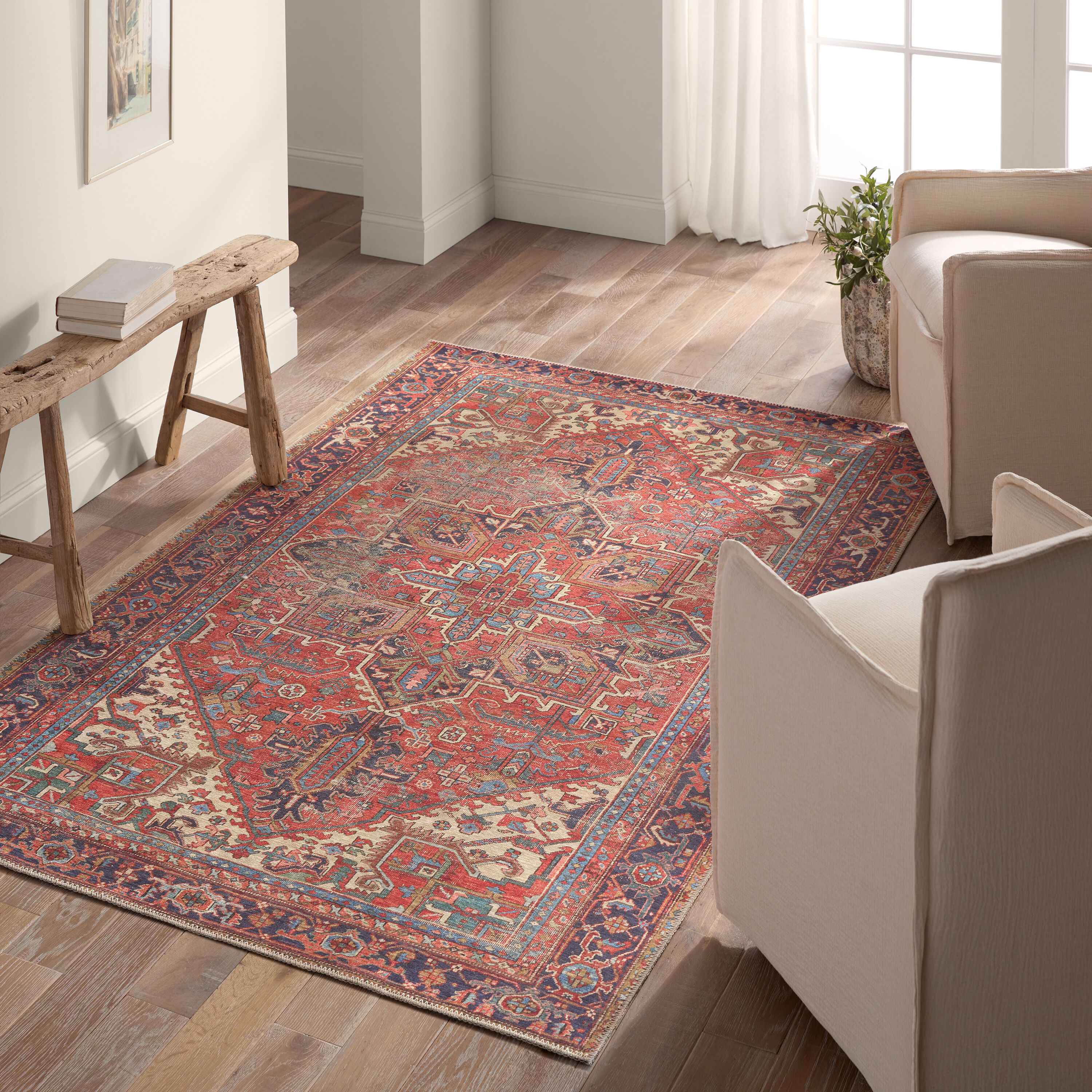 Jaipur Living RUG157541 Garcia 4 x 6 (ft) Loomed Polyester Red Rectangular Indoor Medallion Vintage Machine washable Area rug