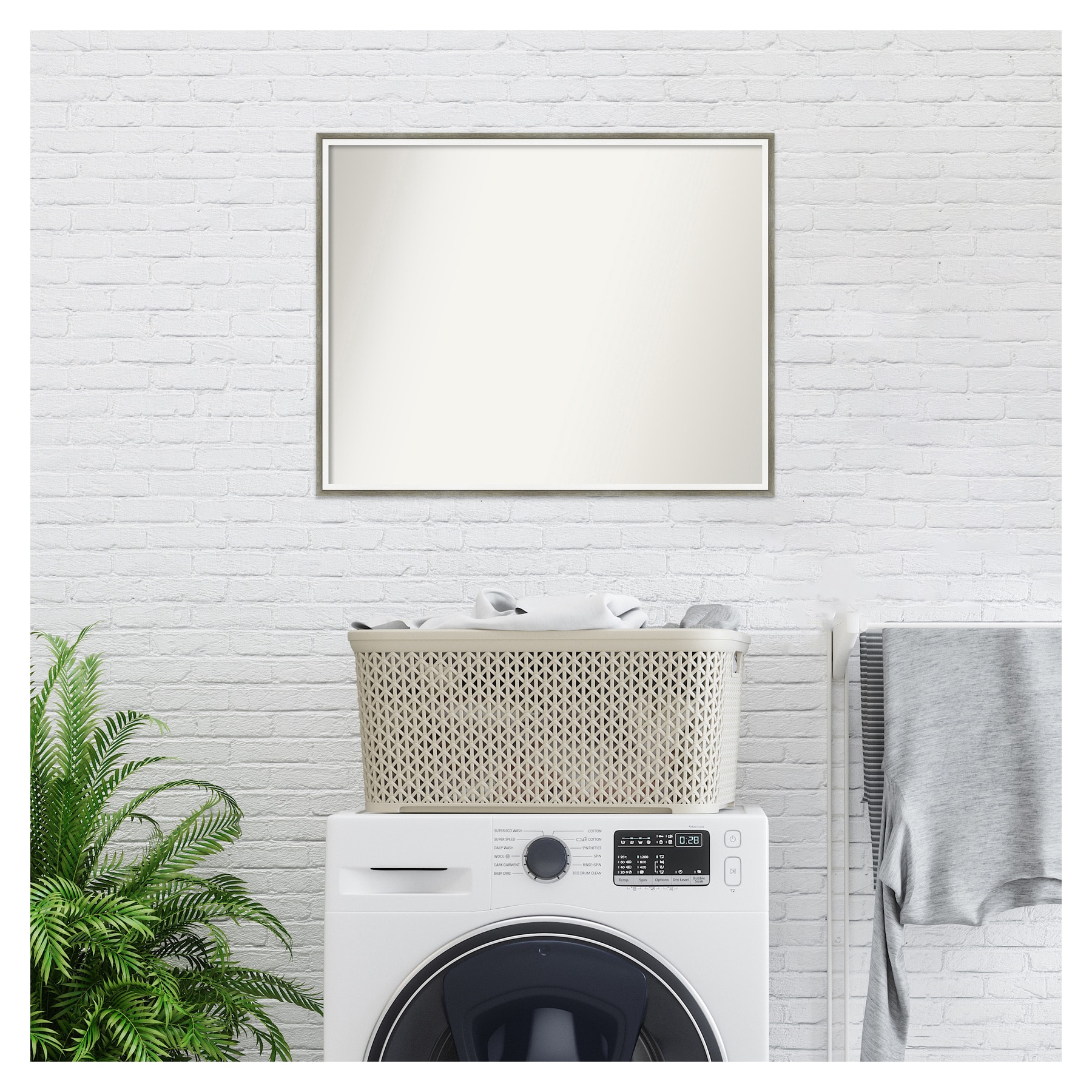 Lucie Silver Wood Rectangular Bathroom Vanity Mirror