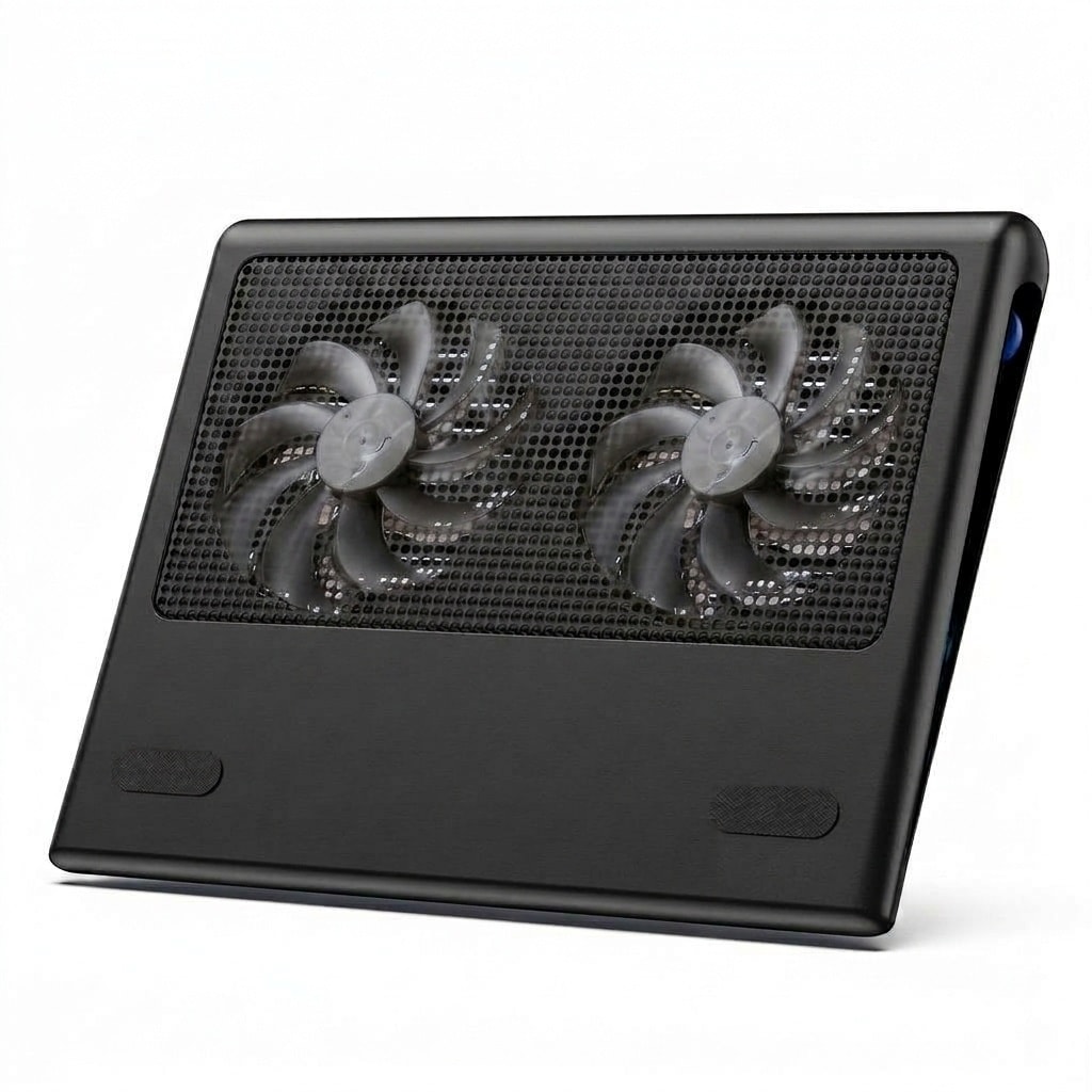Etokfoks  Laptop Cooling Pad for 12 15 6 Inch Laptops with Dual Adjustable Fans USB A and C Powered Ultra Quiet Cooling