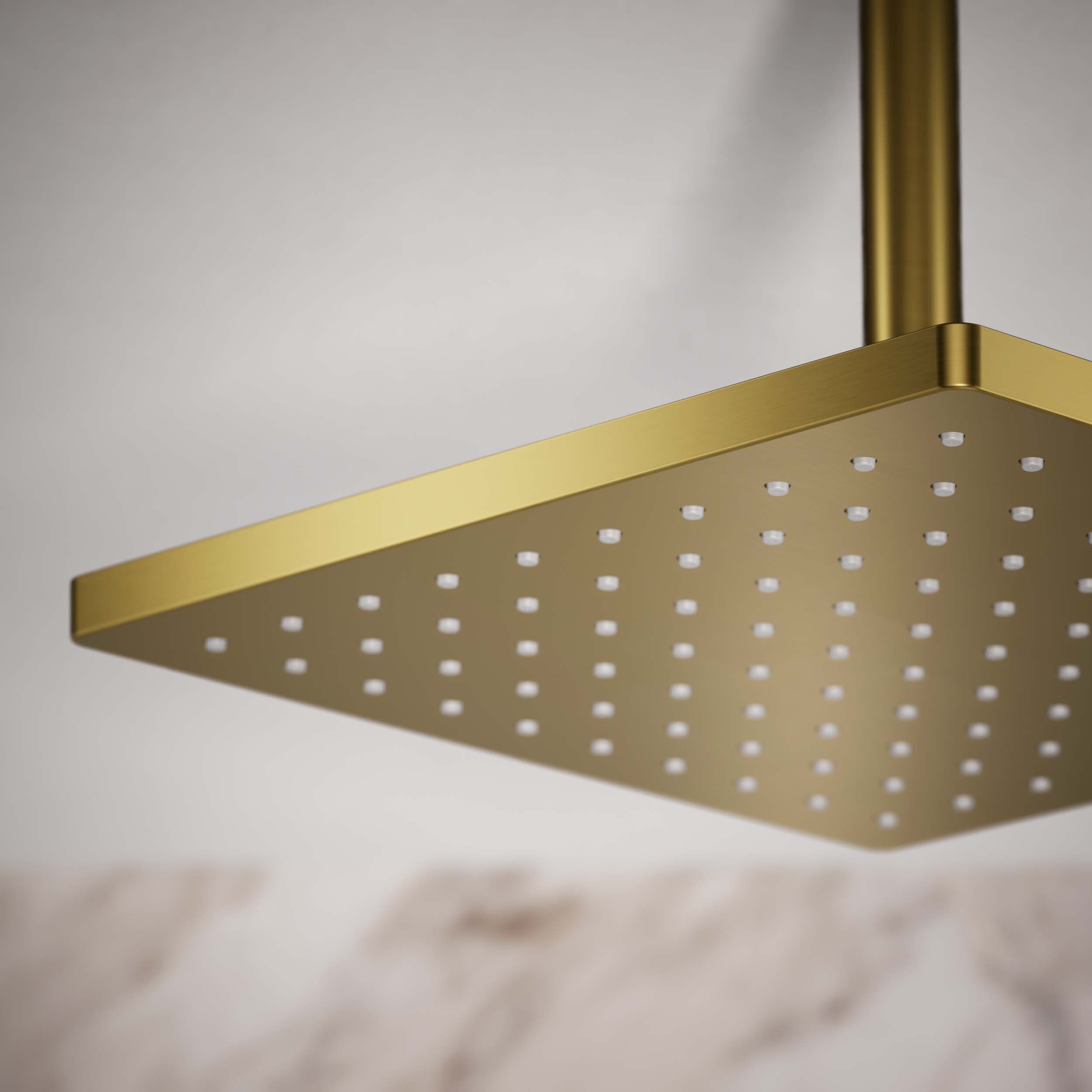 Vibrant Brushed Moderne Brass Square Rain Showerhead