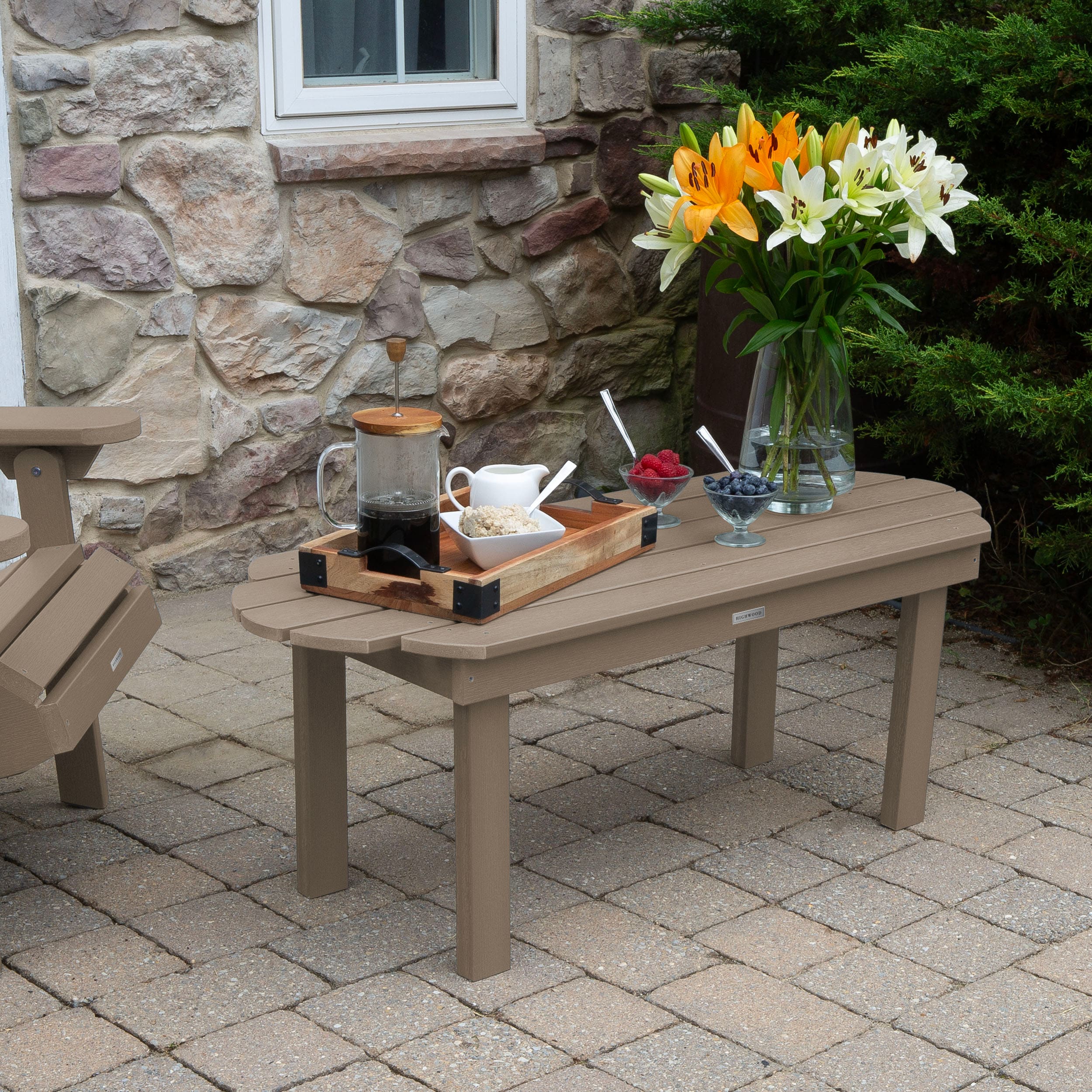 highwood AD-TBL-CW3-WBR The Westport Rectangle Outdoor Coffee Table 19-in W x 45-in L