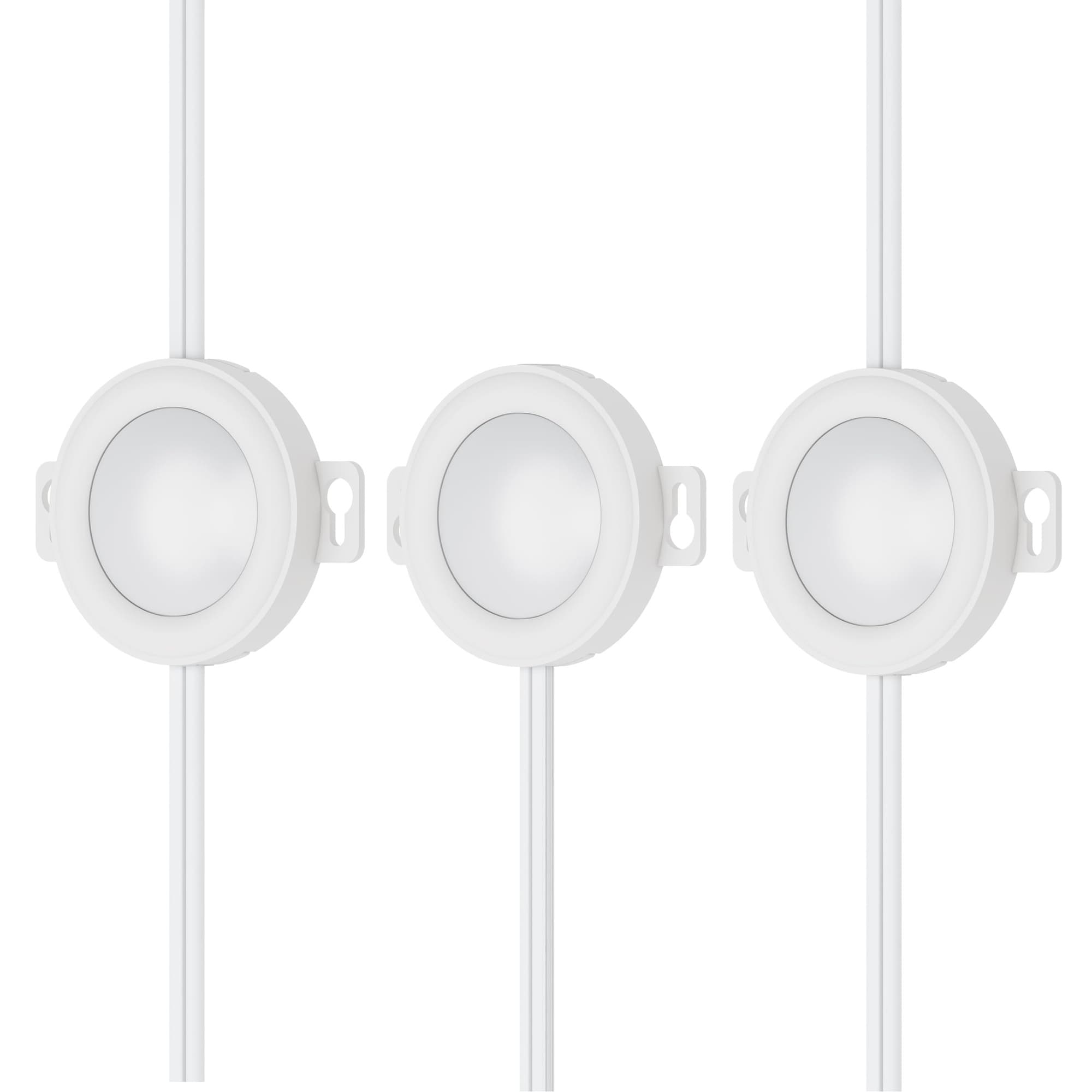 Lukvuzo  3 Pack Plug In LED Puck Lights Surface Mount 2 Watt Each 6 Watt Total 380 Lumens 3000K Soft White 18 Inch Pre Wired White Finish