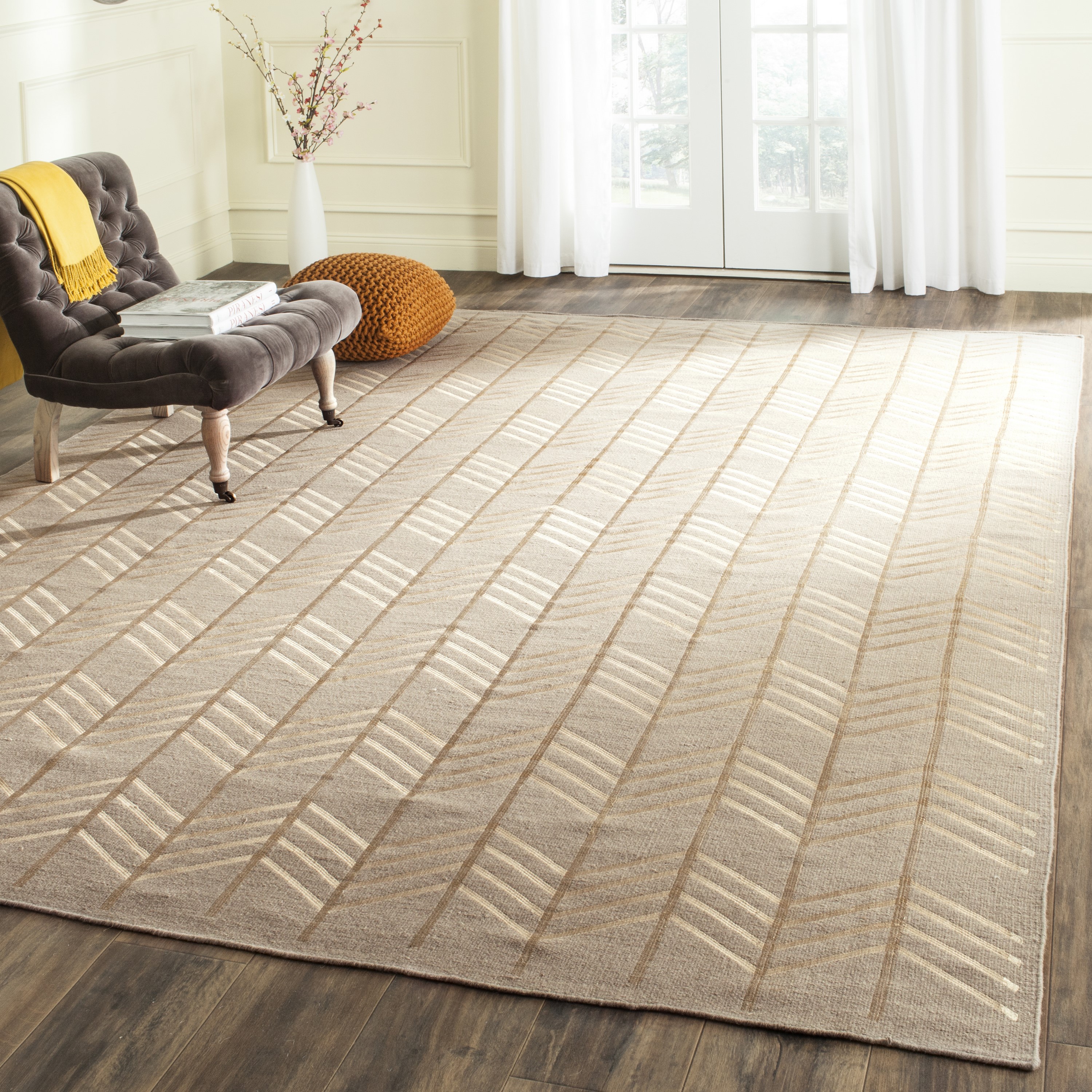Safavieh KLM624A-8 Kilim Saniyah 8 x 10 (ft) Wool Beige Rectangular Indoor Abstract Oriental Area rug