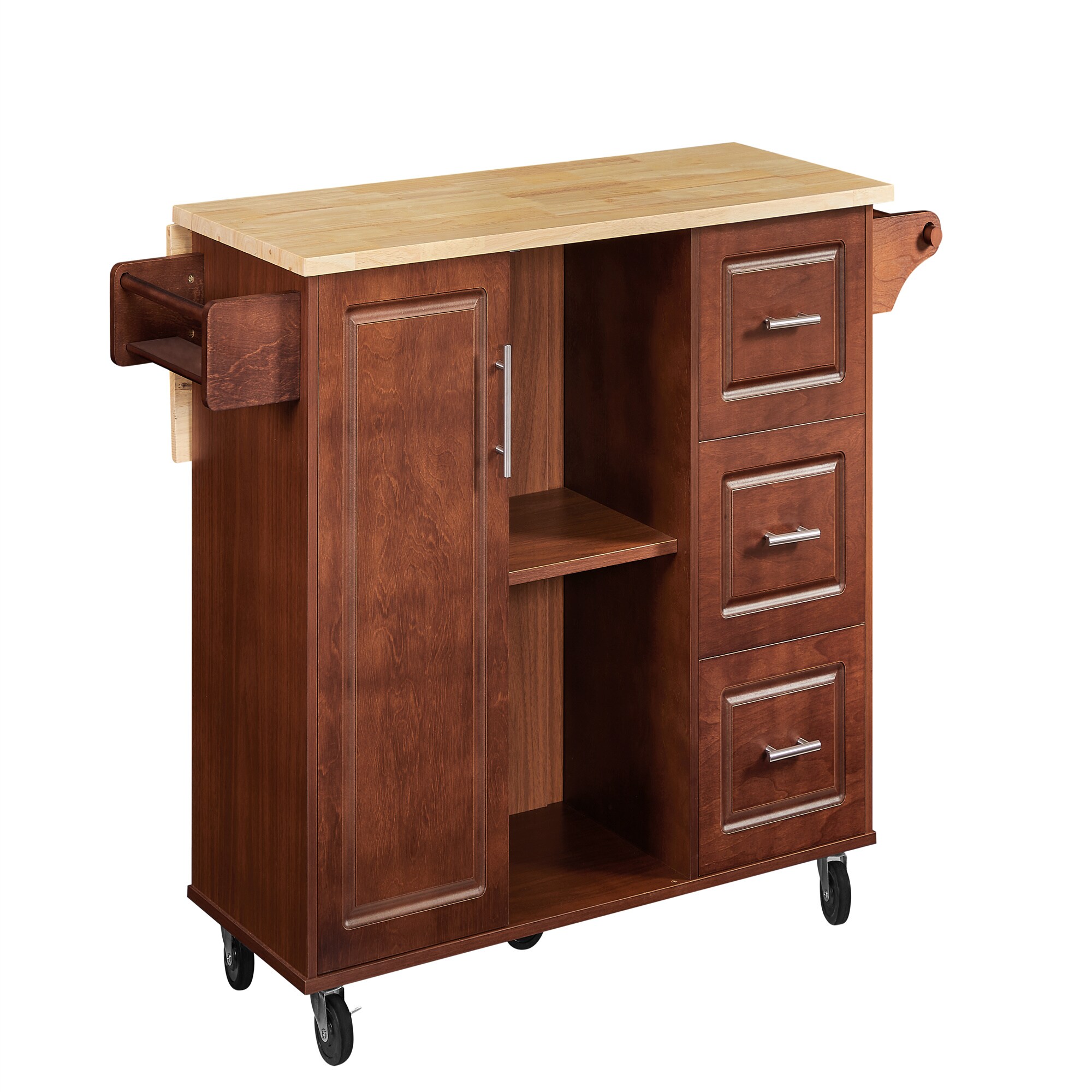 BABOOM Brown Composite Base with Composite Laminate Top Rolling Kitchen Cart (18.1-in x 53.8-in x 35.5-in)