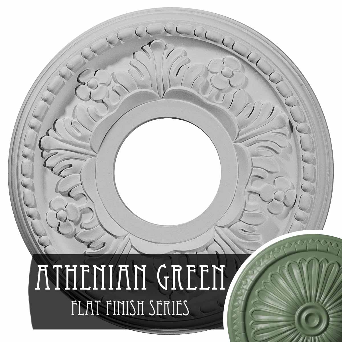 Ekena Millwork CM11HEAGF Helene 11.875-in W x 11.875-in L Painted Athenian Green Polyurethane Whole Ceiling Medallion