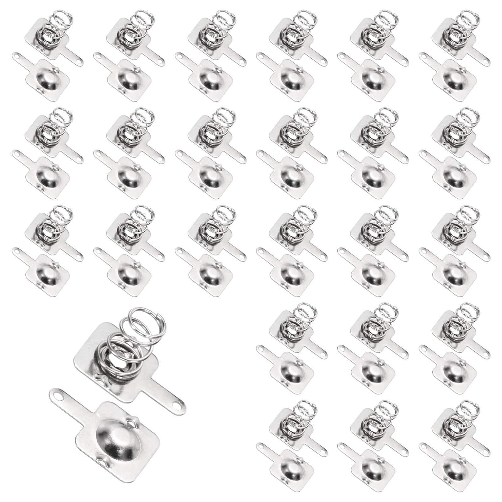Unique Bargains 24 Sets AAA Battery Contact Spring Nickeling Plate 10 mm x 9mm Positive to Negative Conversion Spring Replacement for PCB Mounting and Battery Holder
