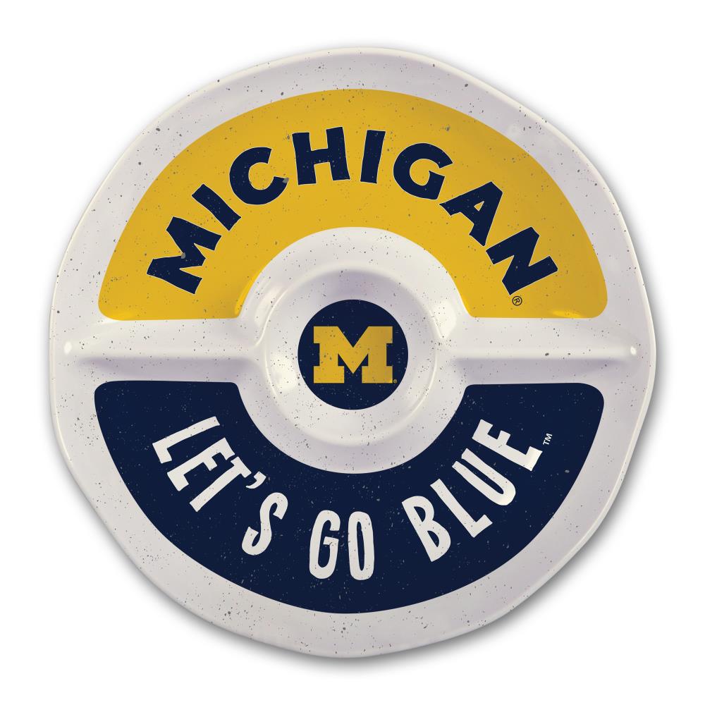 Magnolia Lane 21709 Michigan Wolverines More Than Tailgating 15-in x 15-in Michigan 3 Divided Round Serving Platter