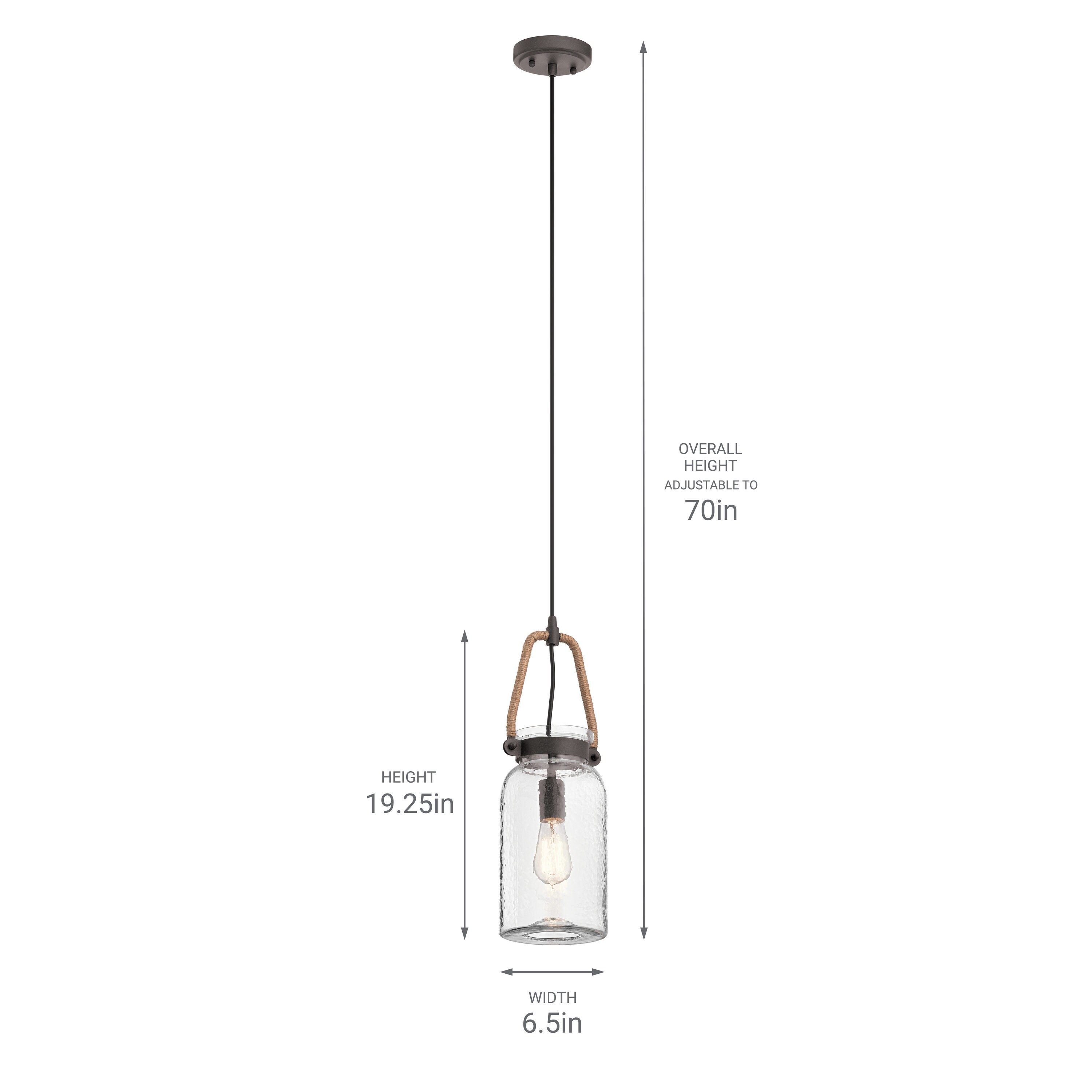 Kichler Clove Hitch Weathered Bronze Farmhouse Clear Glass Cylinder Pendant Light