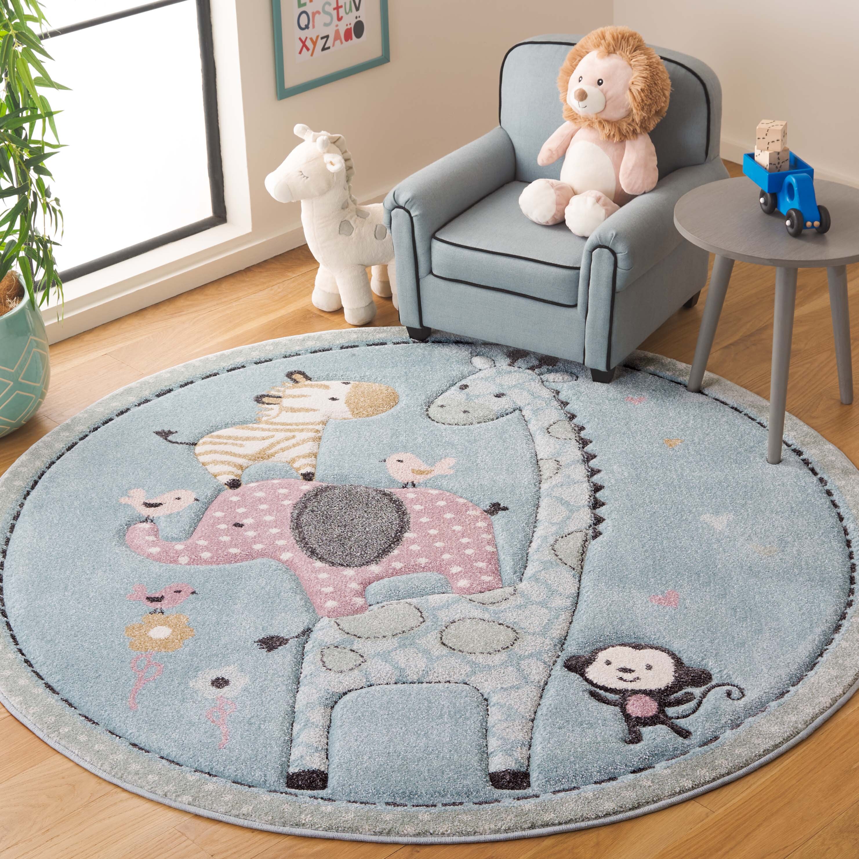 Carousel Kids 120K Blue 5 X 5 Round Area Rug