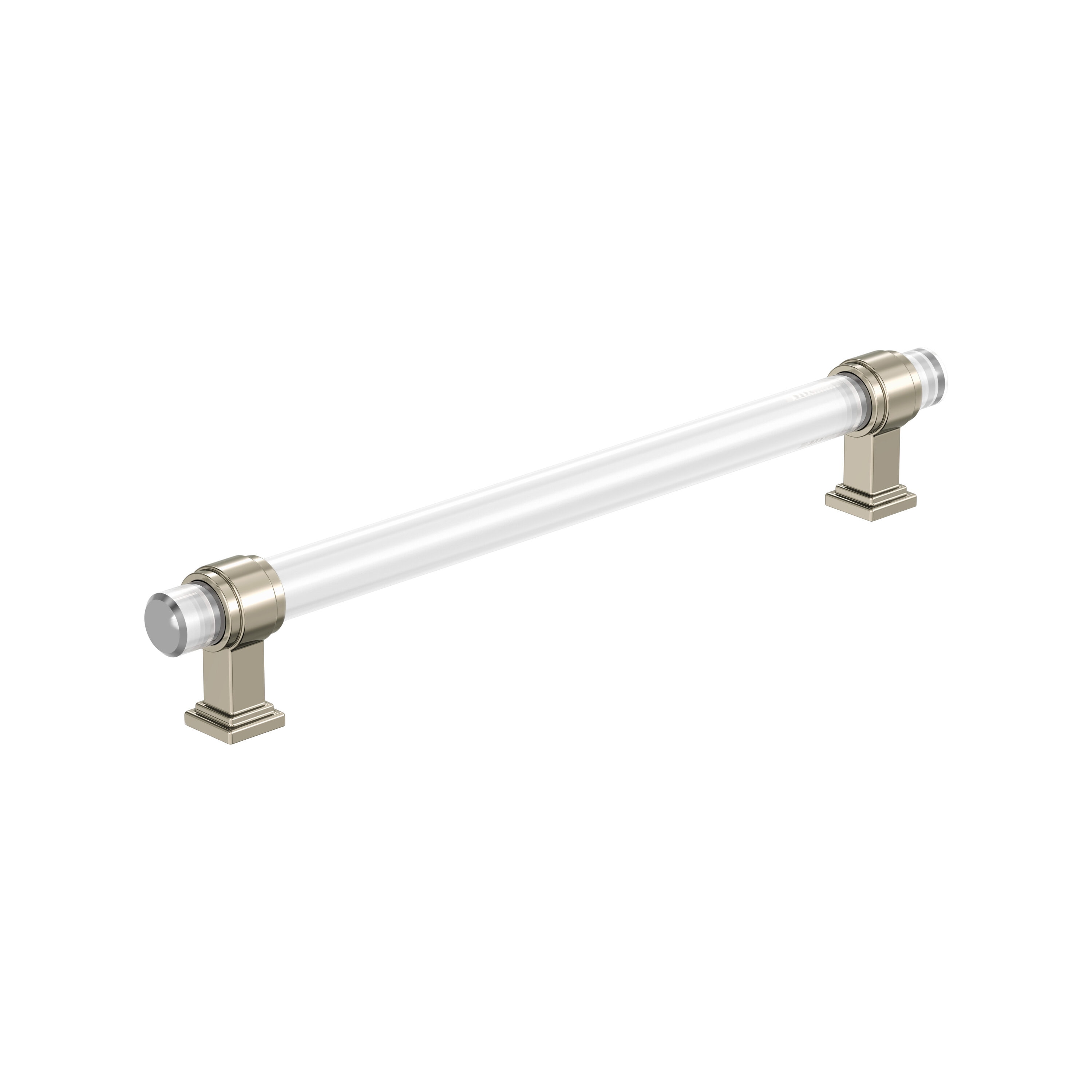 Amerock BP36661CPN Glacio 8-in , 203mm Center to Center Clear/Polished Nickel Cylindrical Bar