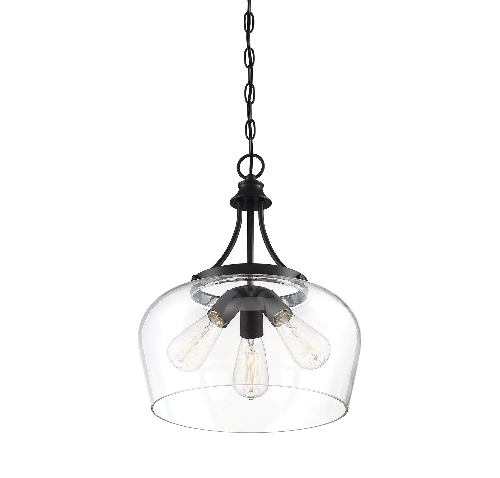 Savoy House Octave Black 3-Light Pendant with Clear Glass Shade
