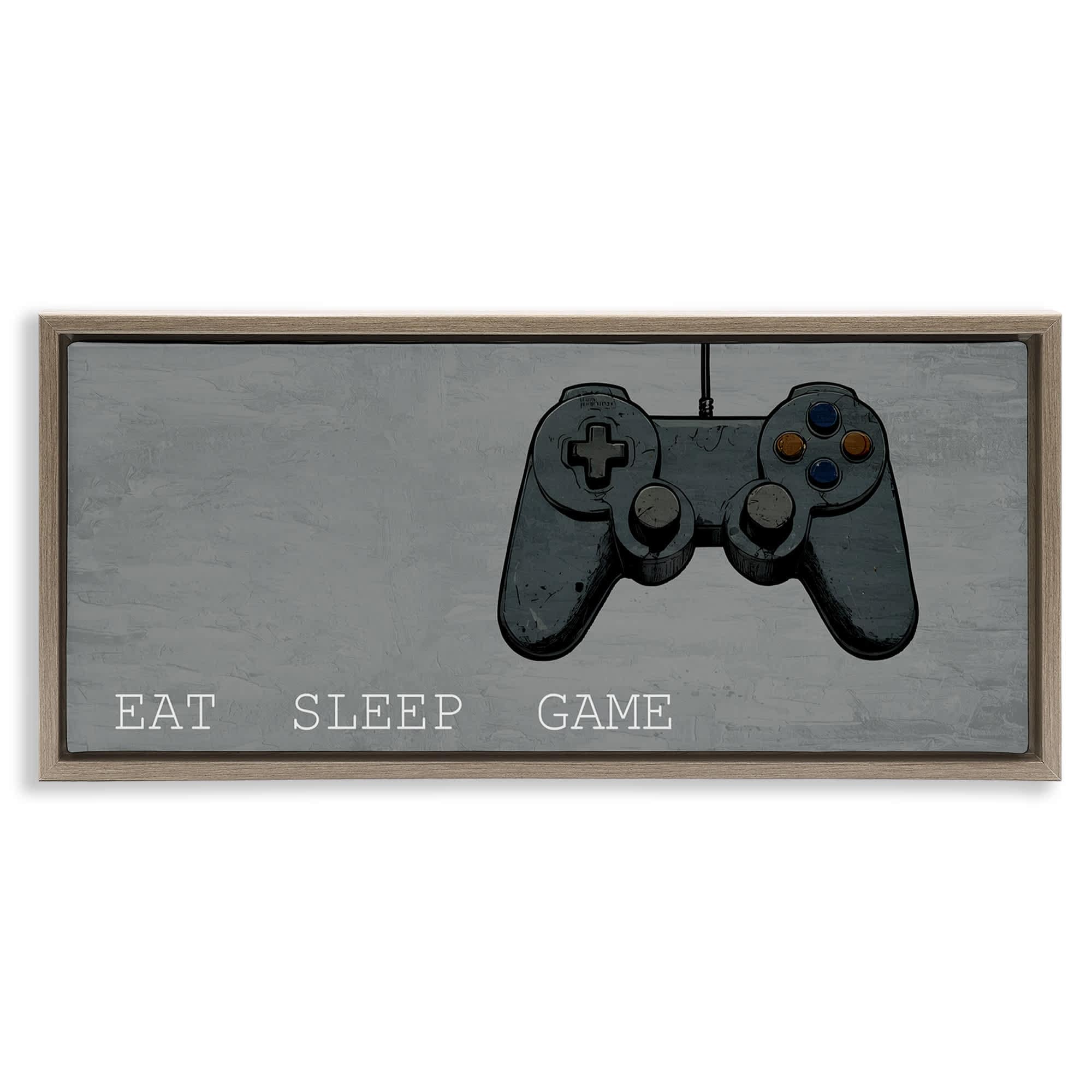 Stupell Industries BS-062-FFE-10X24 Eat Sleep Game Hobby Floating Frame design by Kim Allen