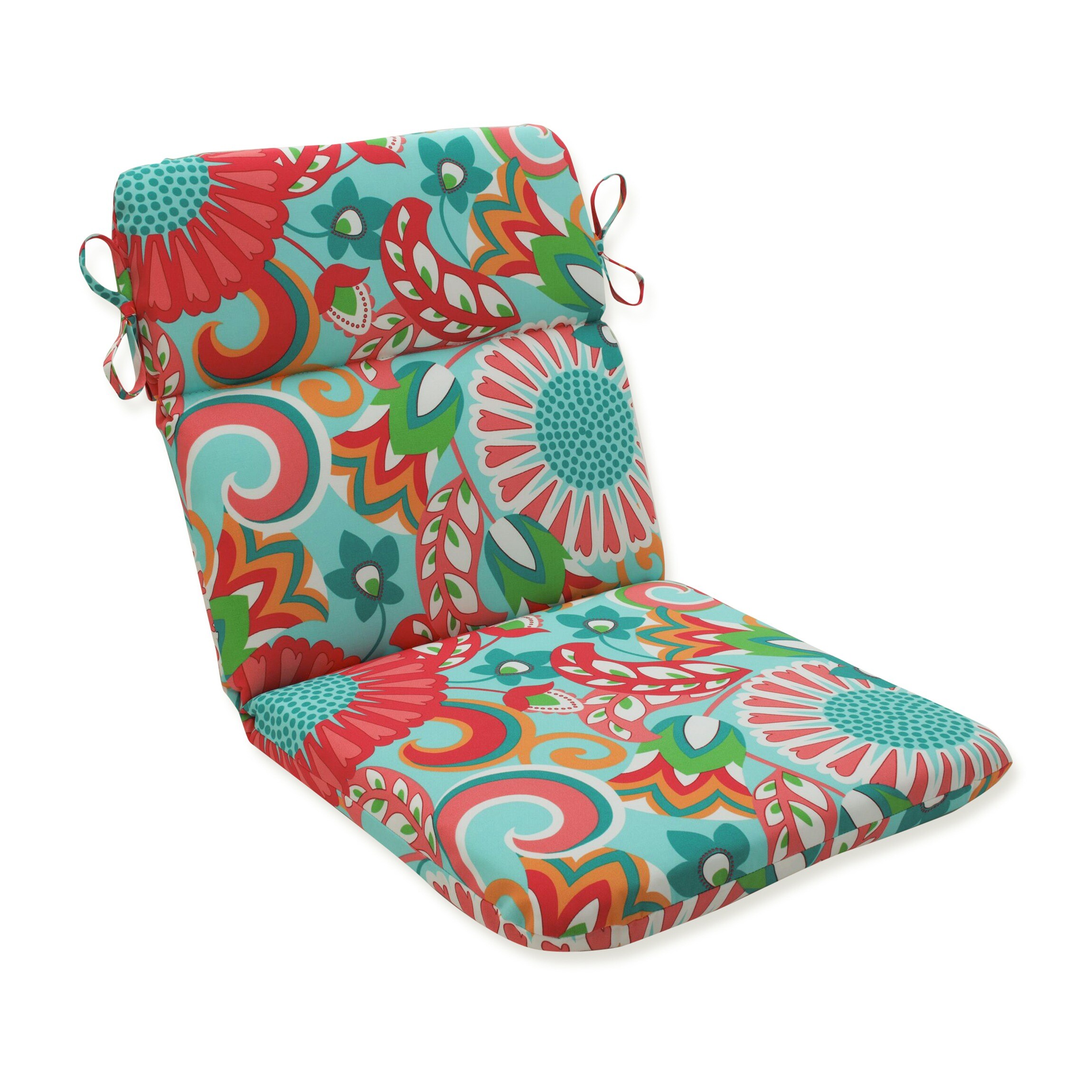 Pillow Perfect Sophia Turquoise Coral 40.5 in x 21 in Green Patio Chair Cushion 640952 at Lowes