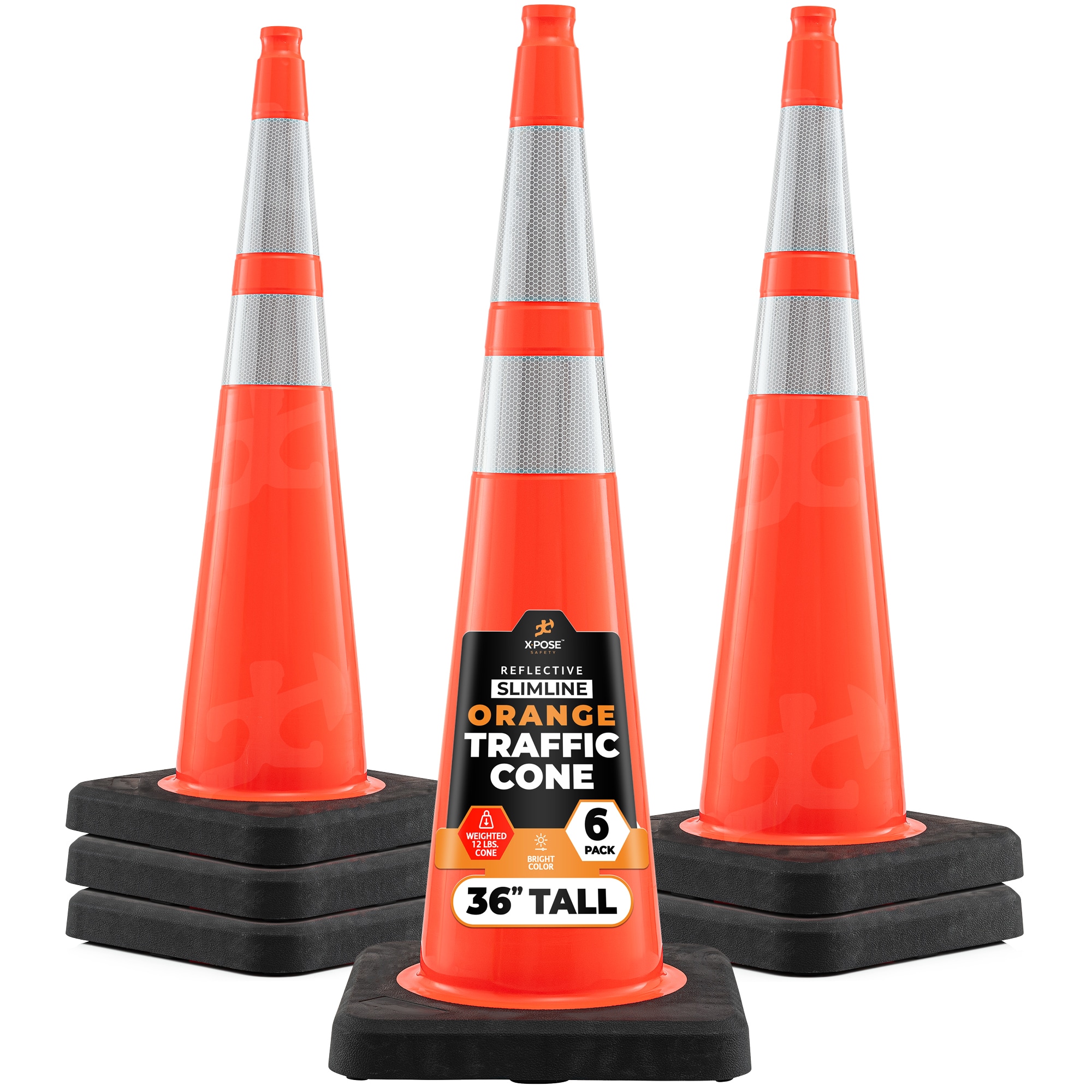 XPOSE SAFETY OTC36-64-12L-8-X 8 -Pack 40-in Orange Traffic safety cone