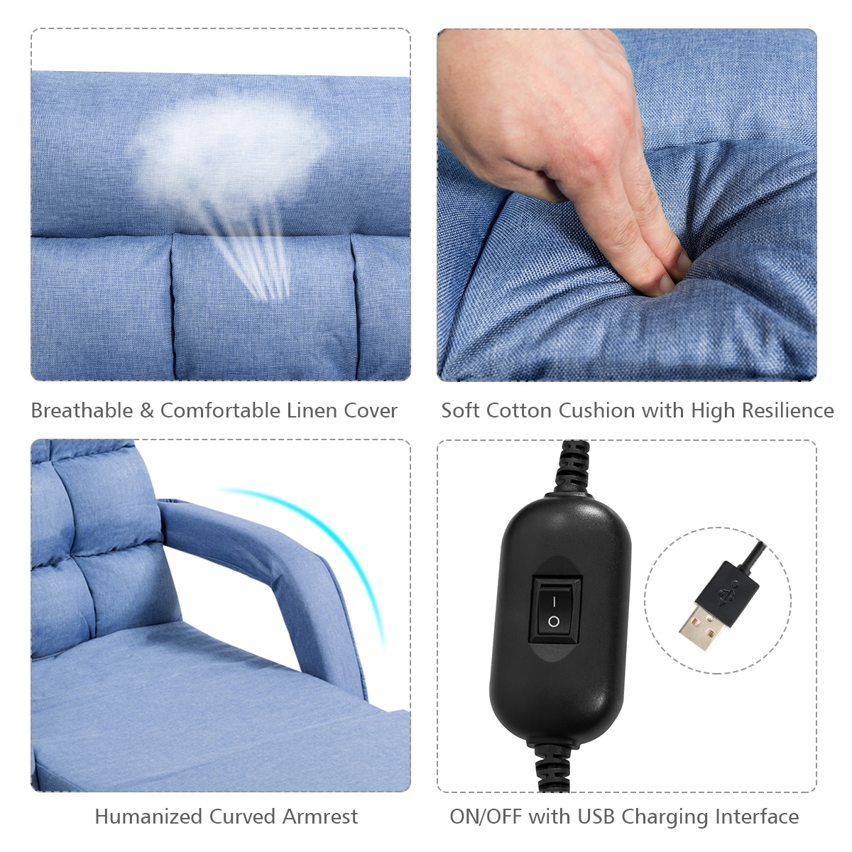 Costway HW56371BL Sofas-Loveseats - View #4