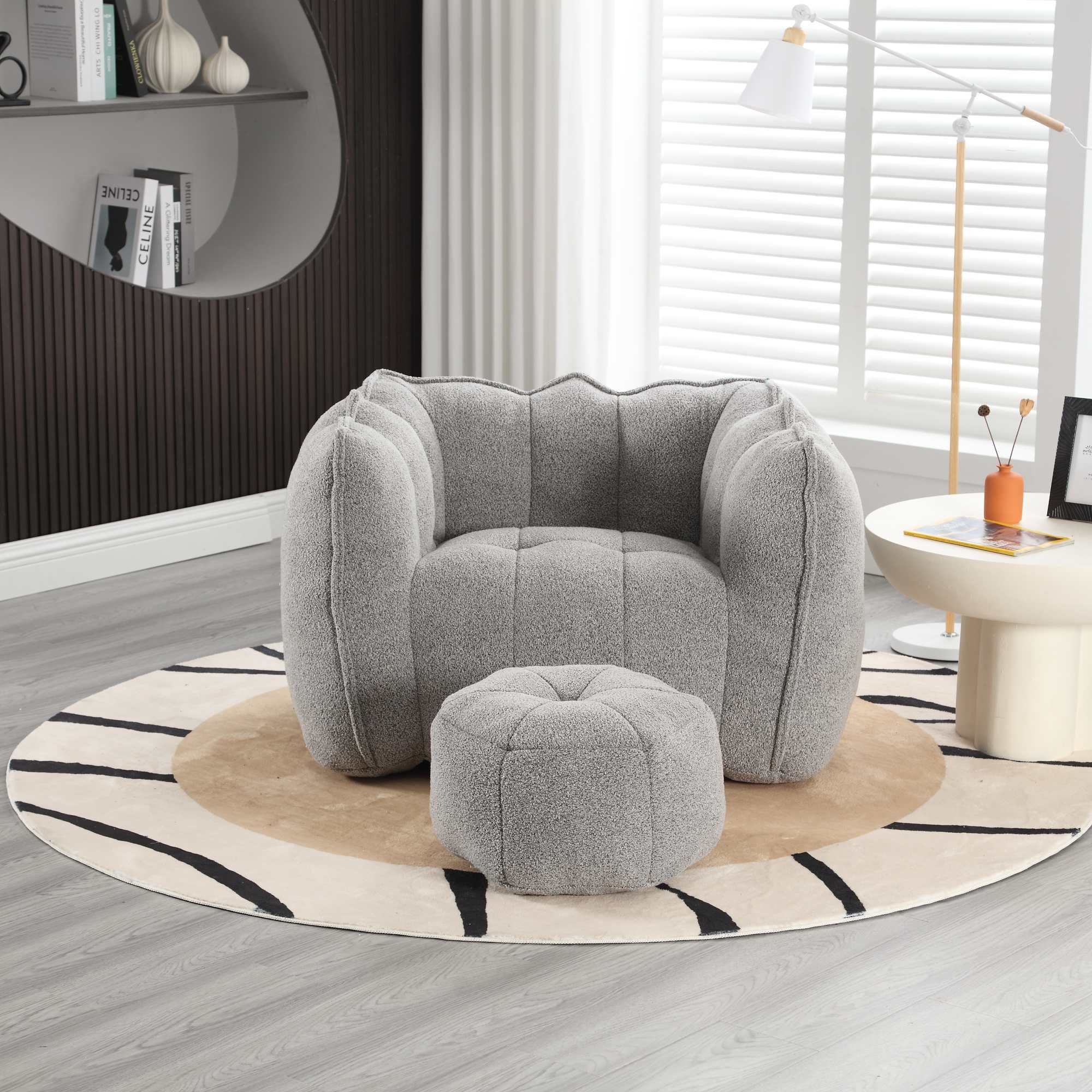 Etokfoks Soft Bean Bag Chair High Resilient Foam Chips Square Lazy Sofa ...