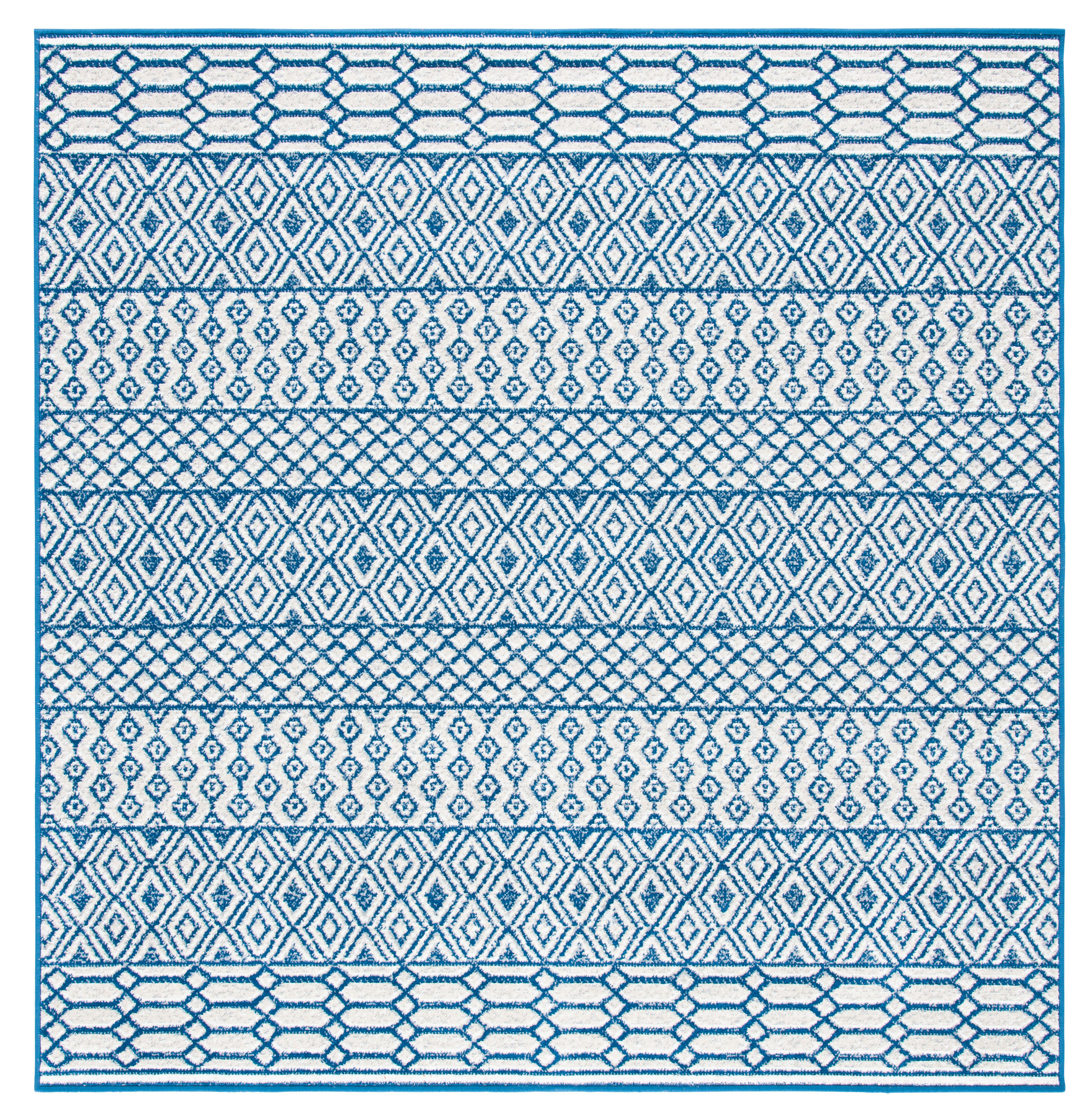 Safavieh BMT132N-7SQ Belmont Rorie 7 x 7 (ft) Loomed Polypropylene Navy/Gray Square Indoor Abstract Farmhouse/Cottage Area rug