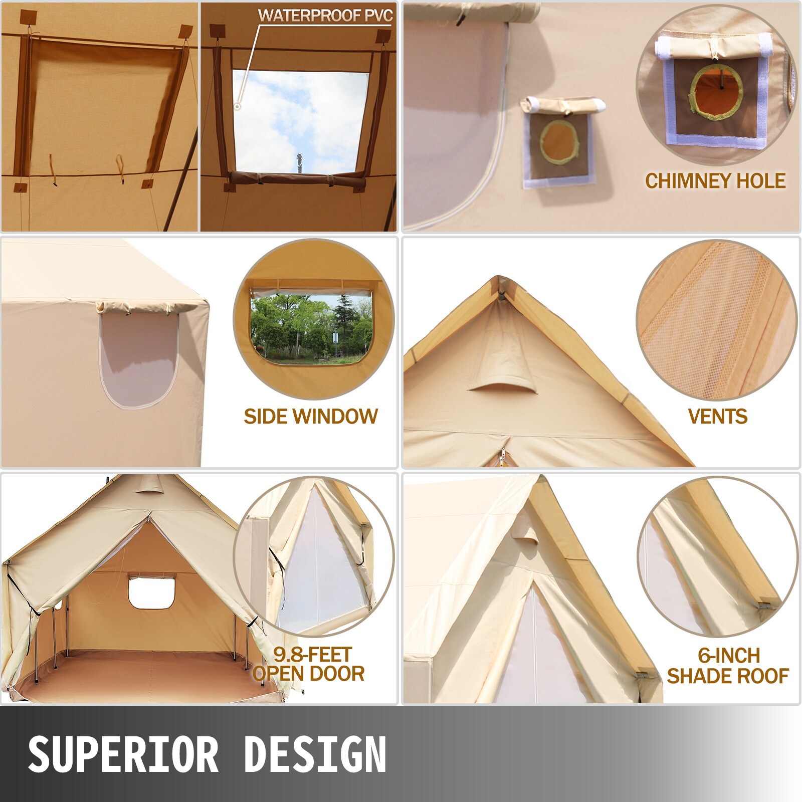 Tent with stove pipe clearance hole